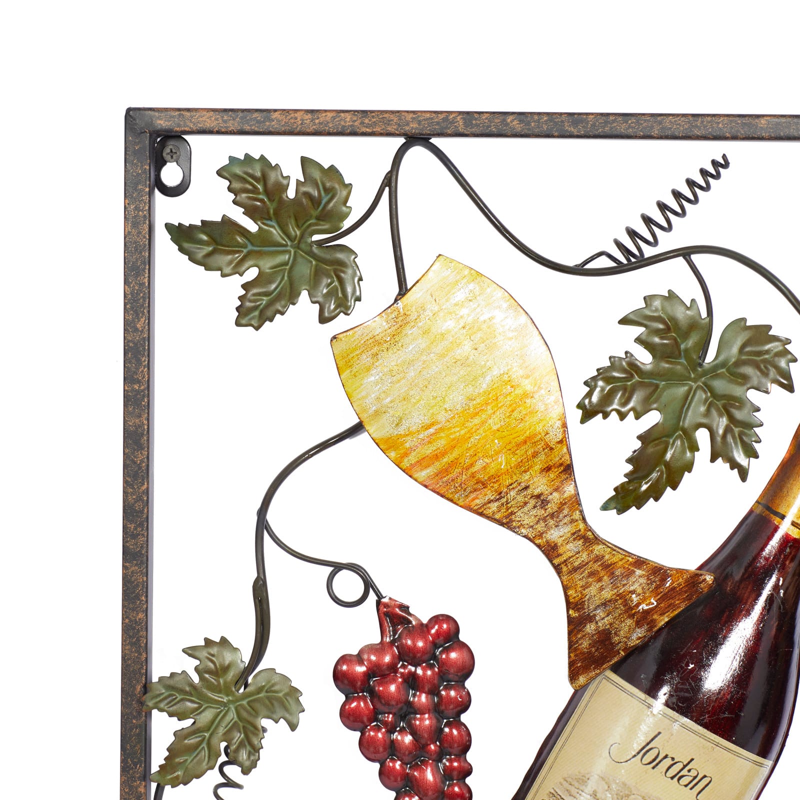 Set of 4 Multi Colored Metal Traditional Wine Wall Decor, 18&#x22; x 14&#x22;