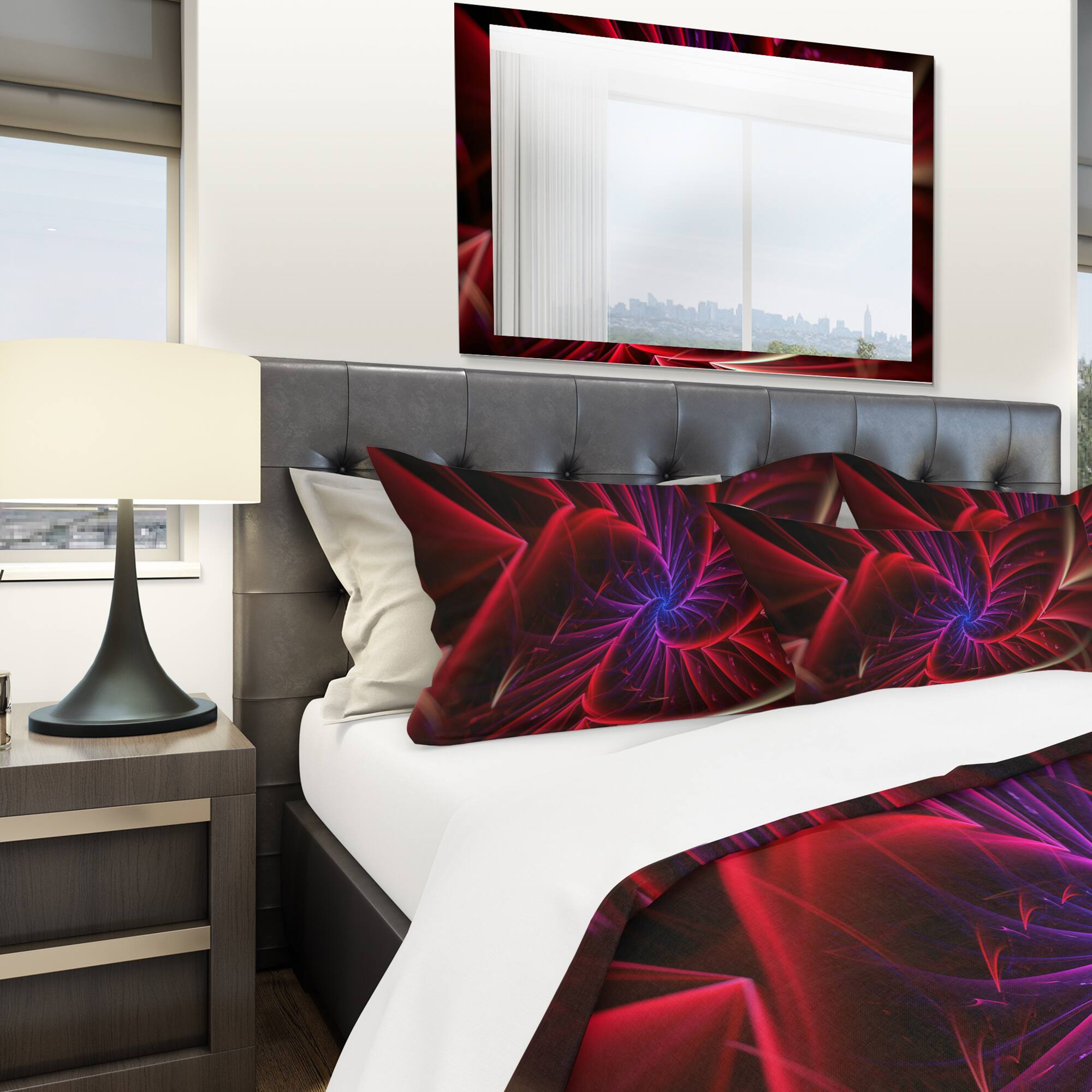 Designart &#x27;Purple &#x26; Red Entanglement Abstract&#x27; Modern &#x26; Contemporary Bedding Set - Duvet Cover &#x26; Shams