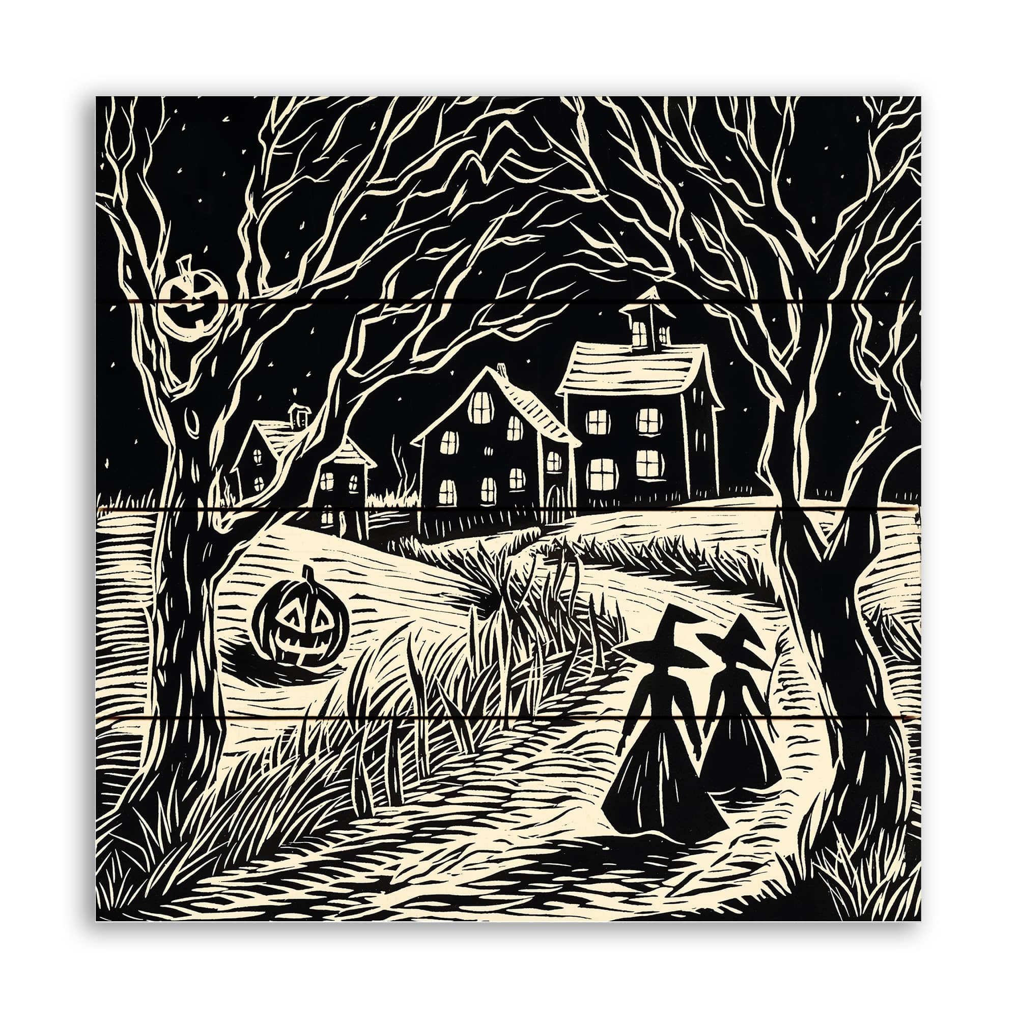 Halloween 11.75&#x22; x 11.75&#x22; Pallet Wood Wall Art