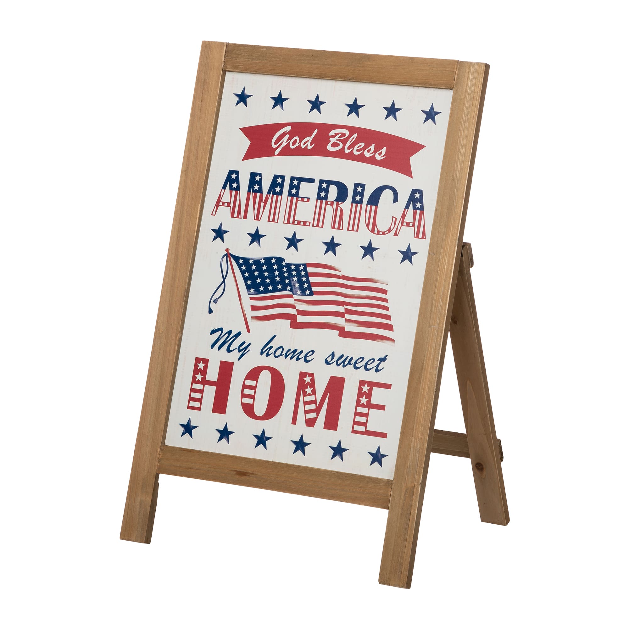 Glitzhome® 24" Wooden Patriotic Easel Sign