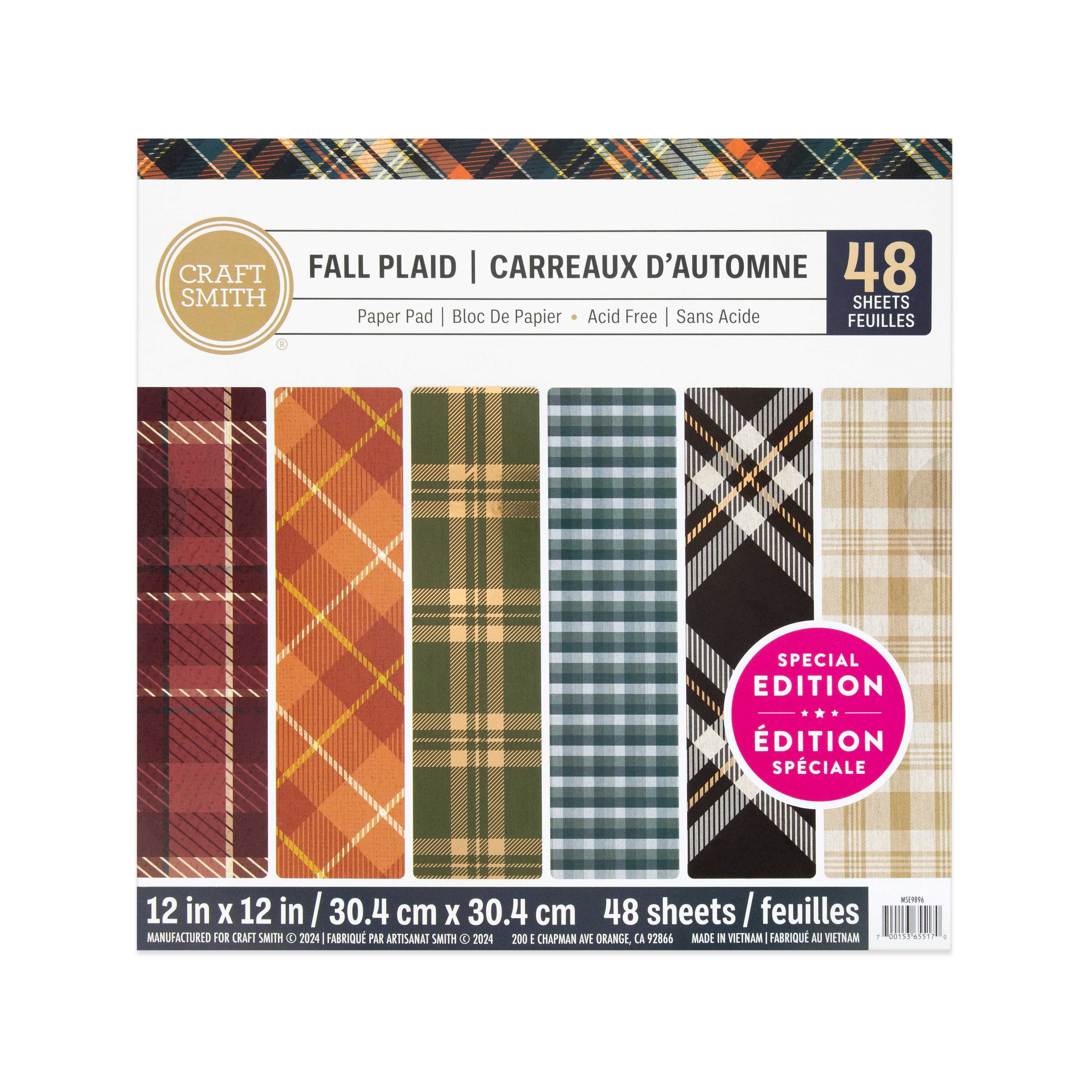 Craft Smith 12&#x22; x 12&#x22; Fall Plaid Paper Pad