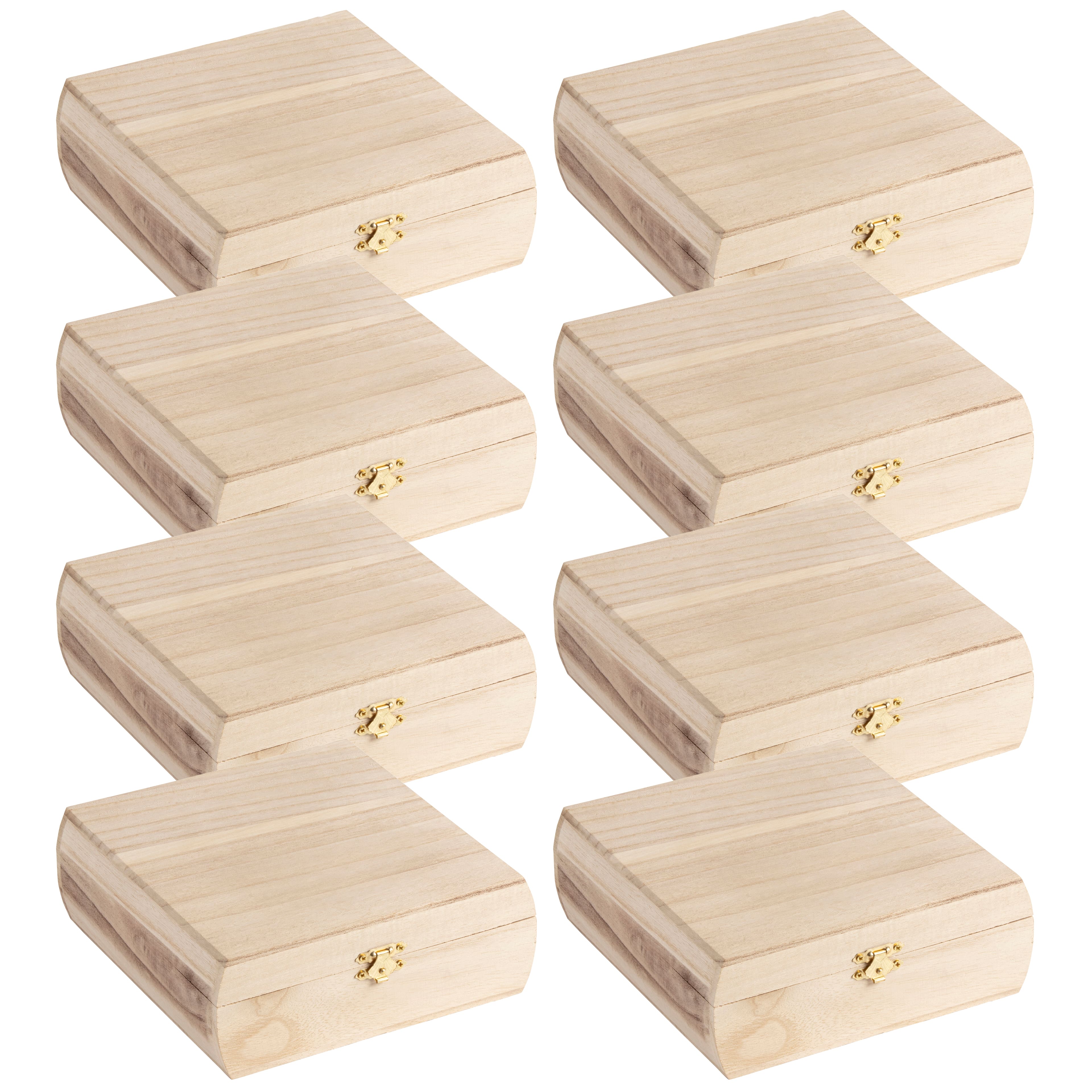 3 Pack Unfinished Wood Box, Small Wooden Boxes with Lids Stickers