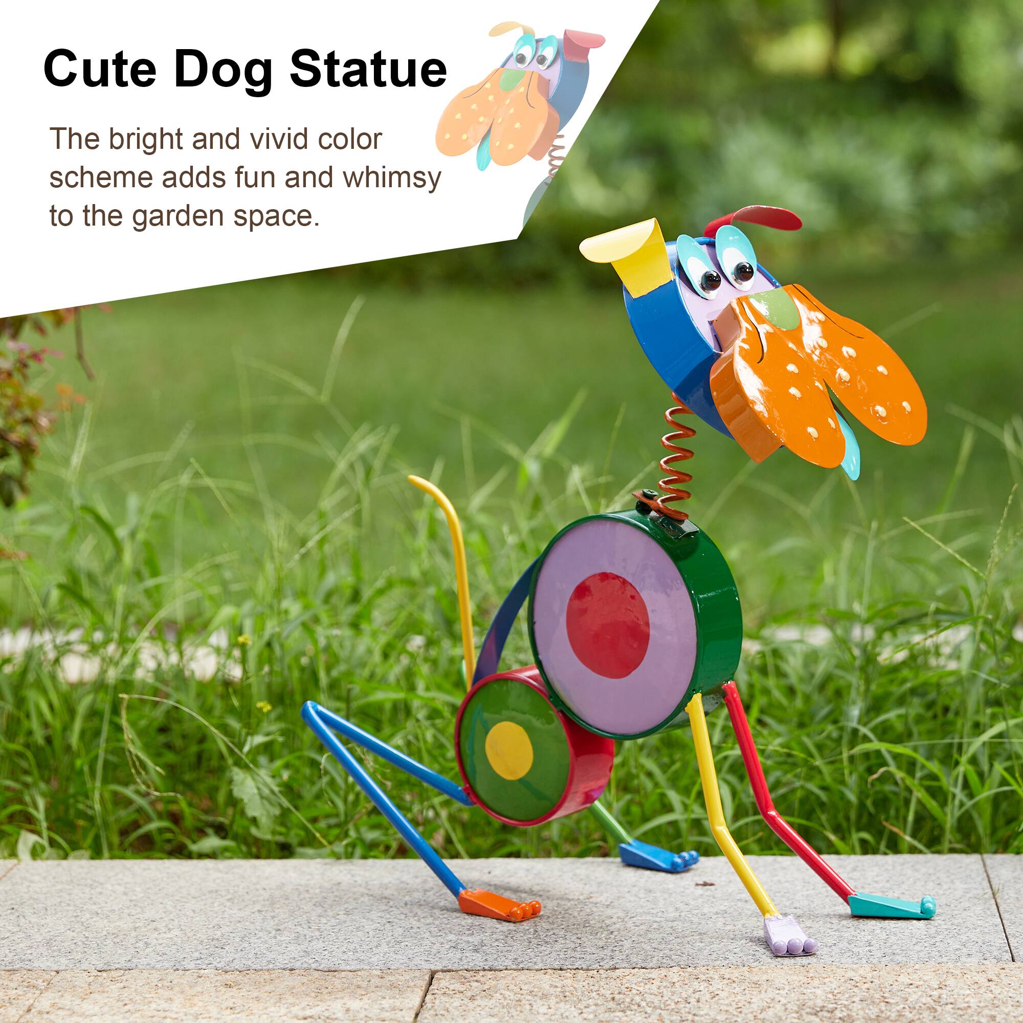 Glitzhome&#xAE; 17&#x22; Metal Novelty Puppy Garden Statue