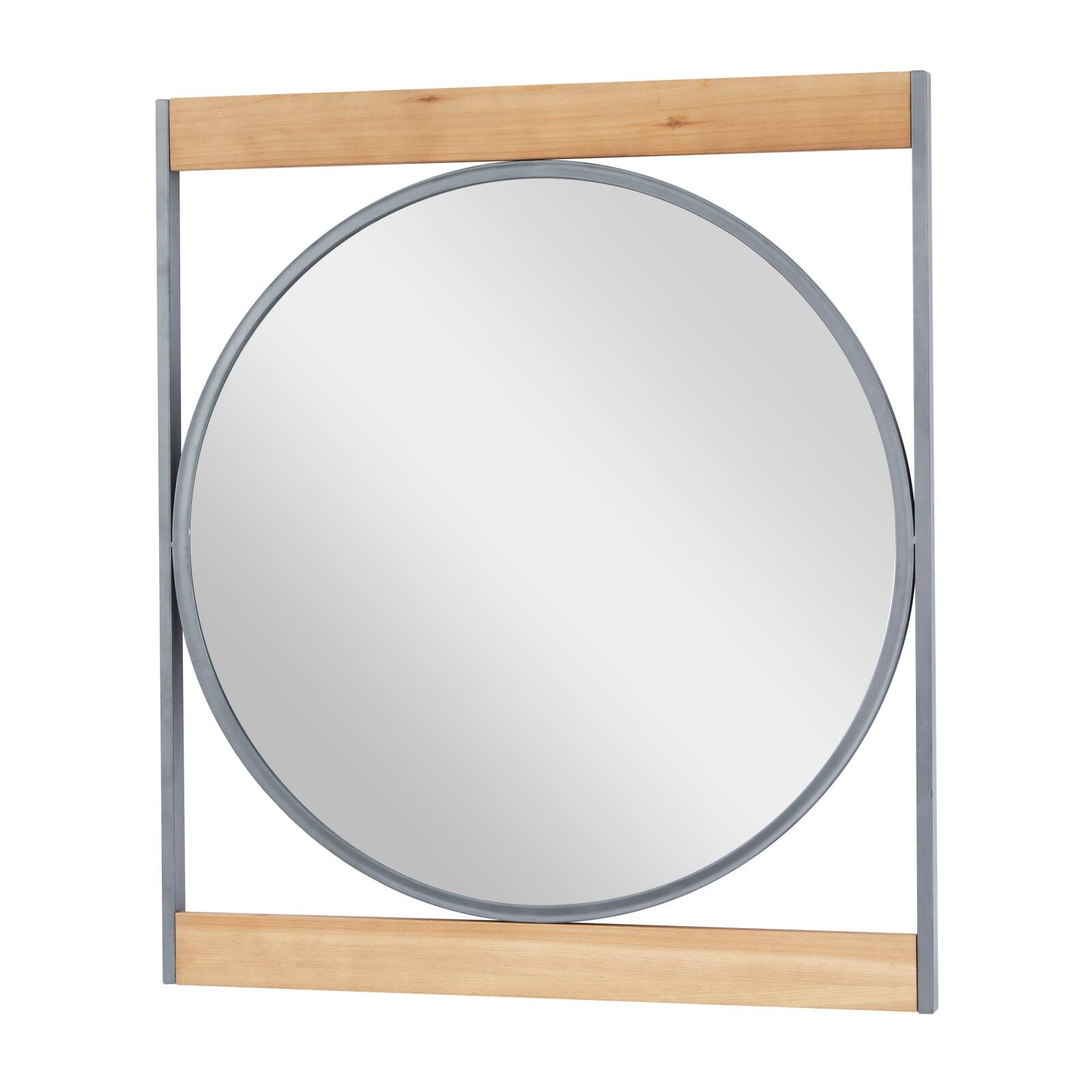 Brown Iron Industrial Wall Mirror, 34" x 30" x 1"