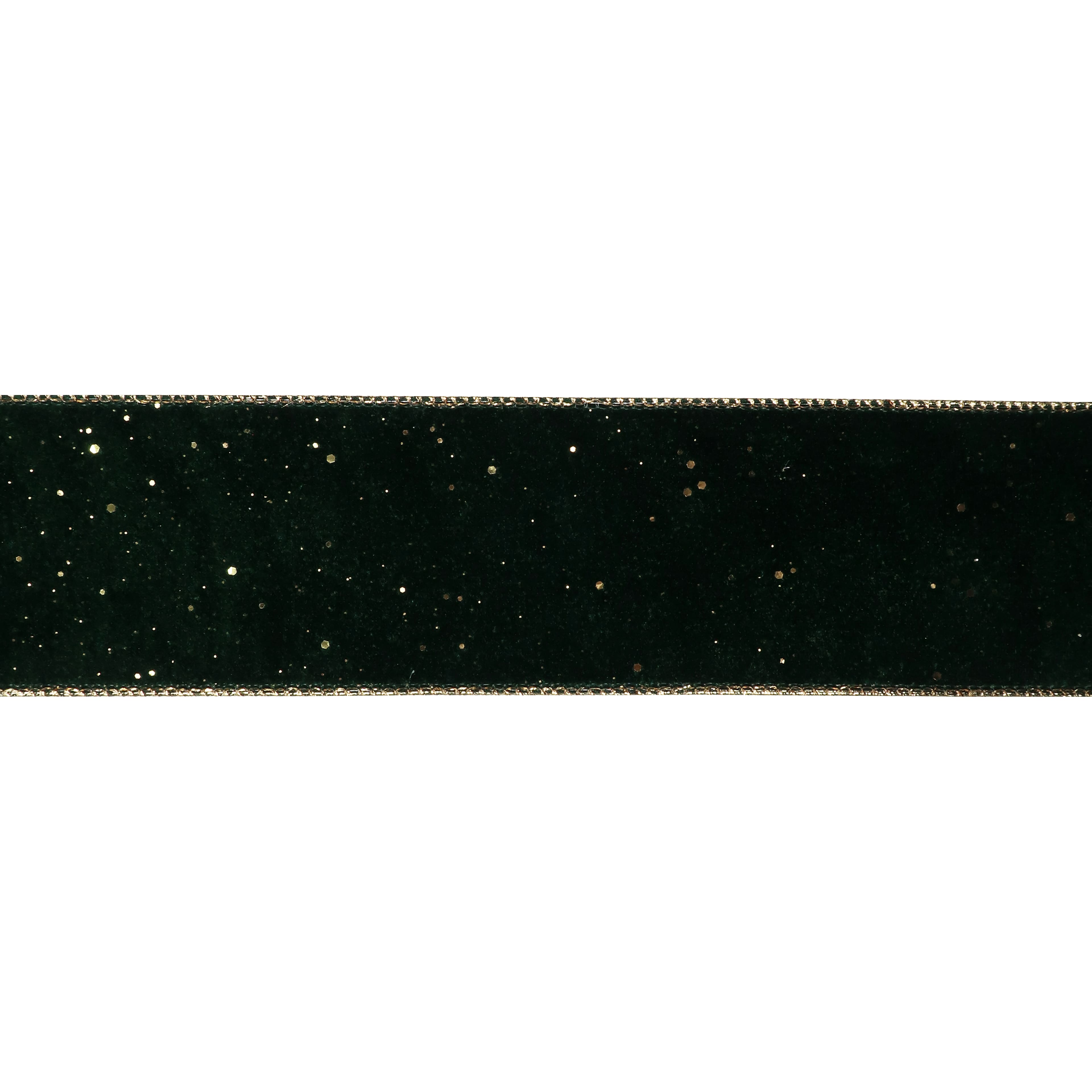 2.5&#x22; x 15ft. Green &#x26; Gold Flecked Wired Velvet Ribbon by Celebrate It&#xAE; Christmas