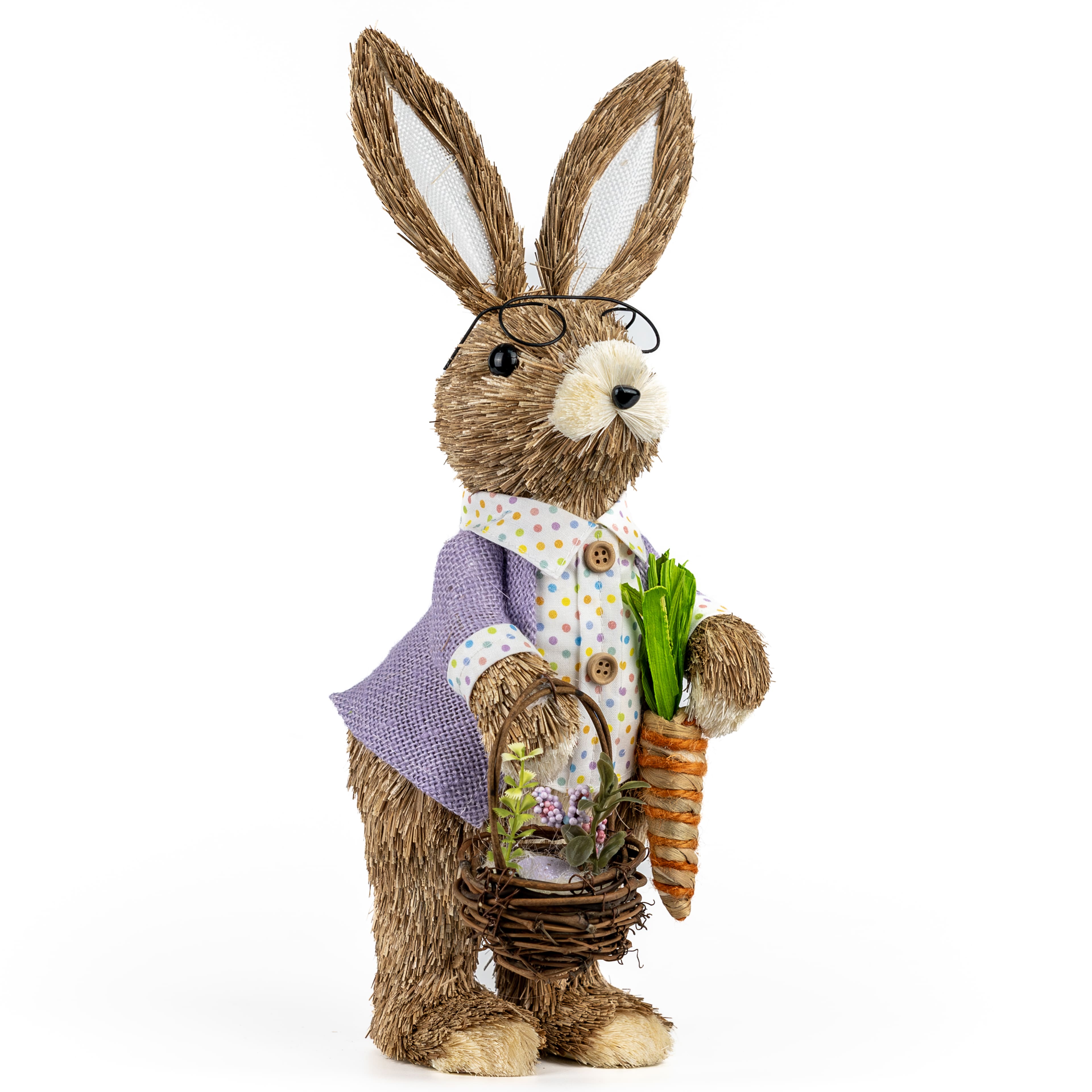 15.25" Sisal Bunny Holding Carrot & Basket by Ashland®