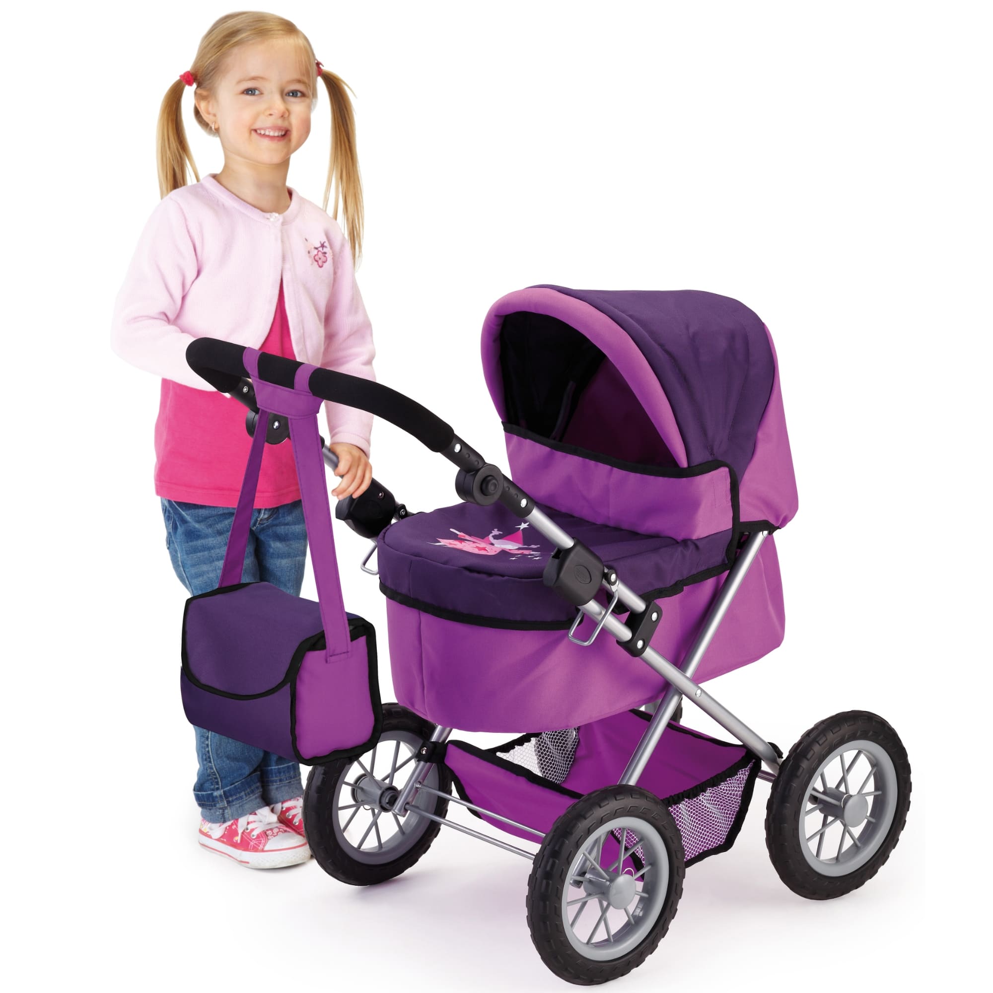 Bayer Design Purple Baby Doll Pram Trendy Set