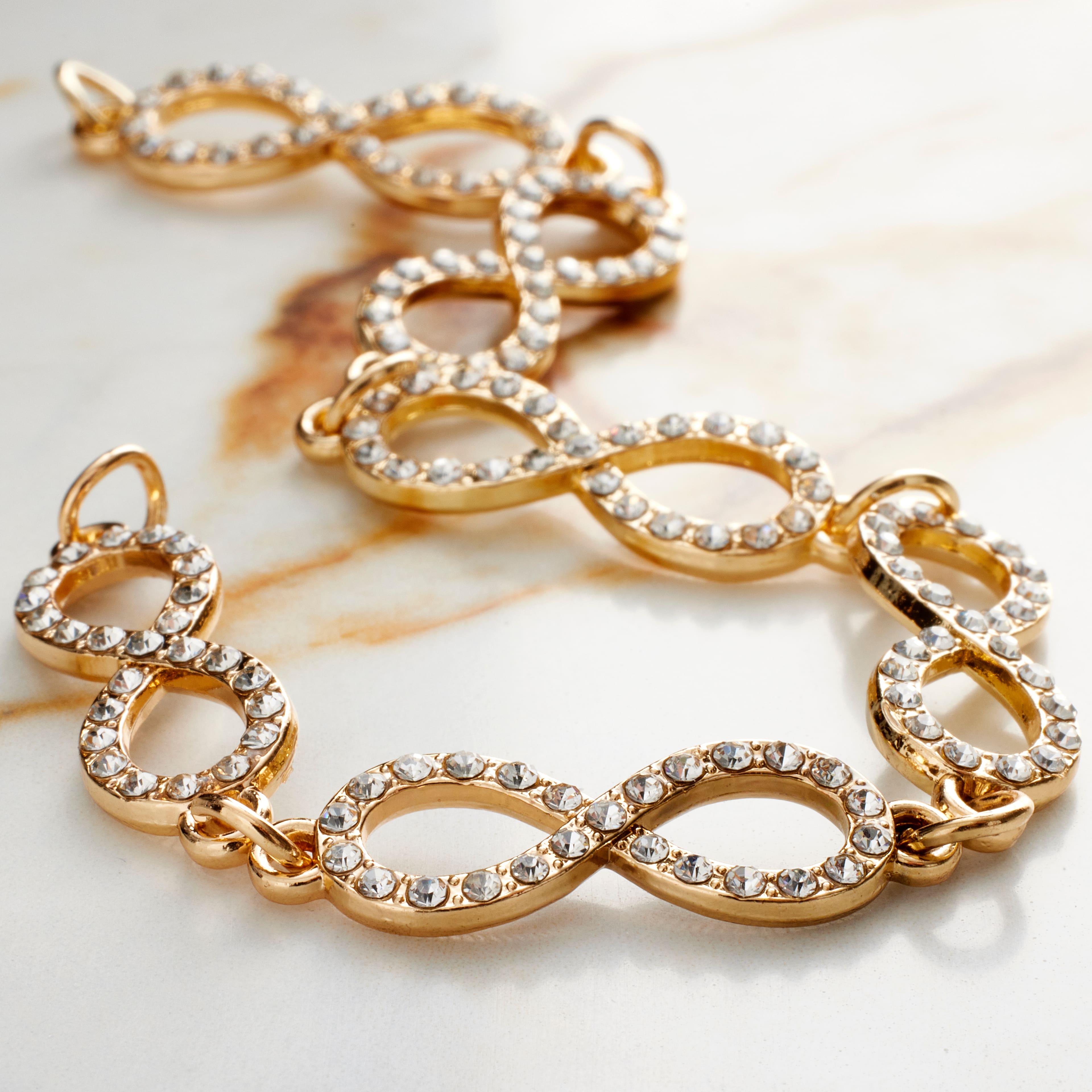 12 Pack:  Gold Rhinestone &#x26; Metal Infinity Beads, 32mm by Bead Landing&#x2122;