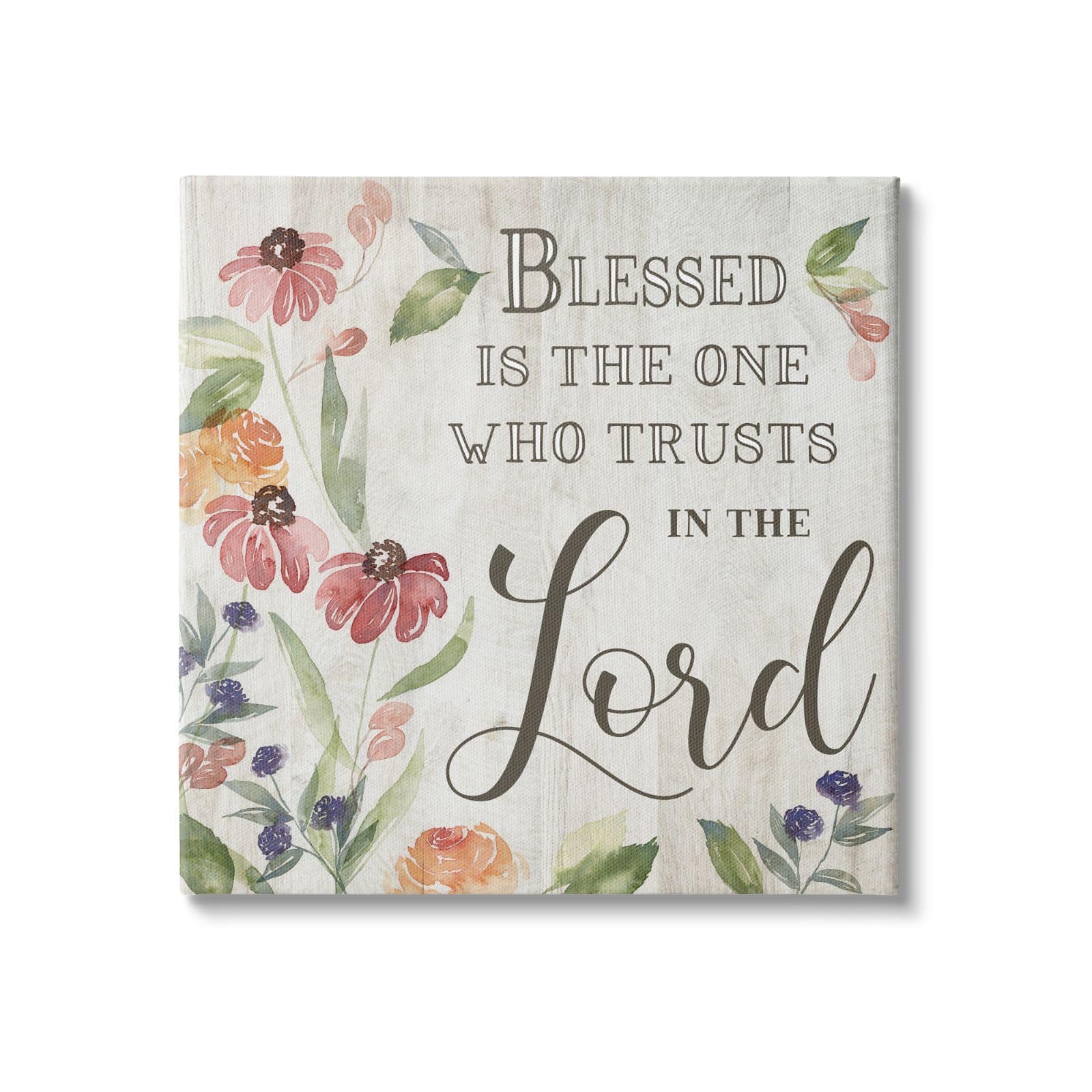 Stupell Industries Blessed One Who Trusts The Lord Spring Florals Canvas Wall Art