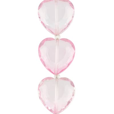 Pink Glass Heart Beads 22mm by Bead Landing Michaels