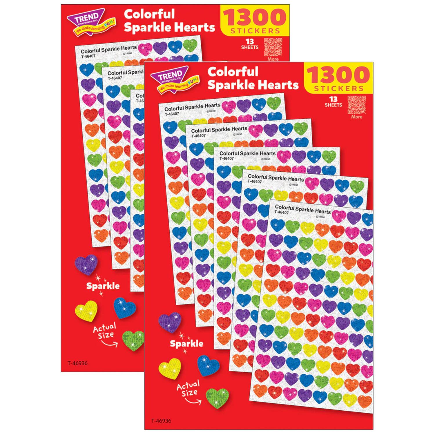 TREND Enterprises® Colorful Sparkle Hearts Value Pack, 2 Packs of 1300
