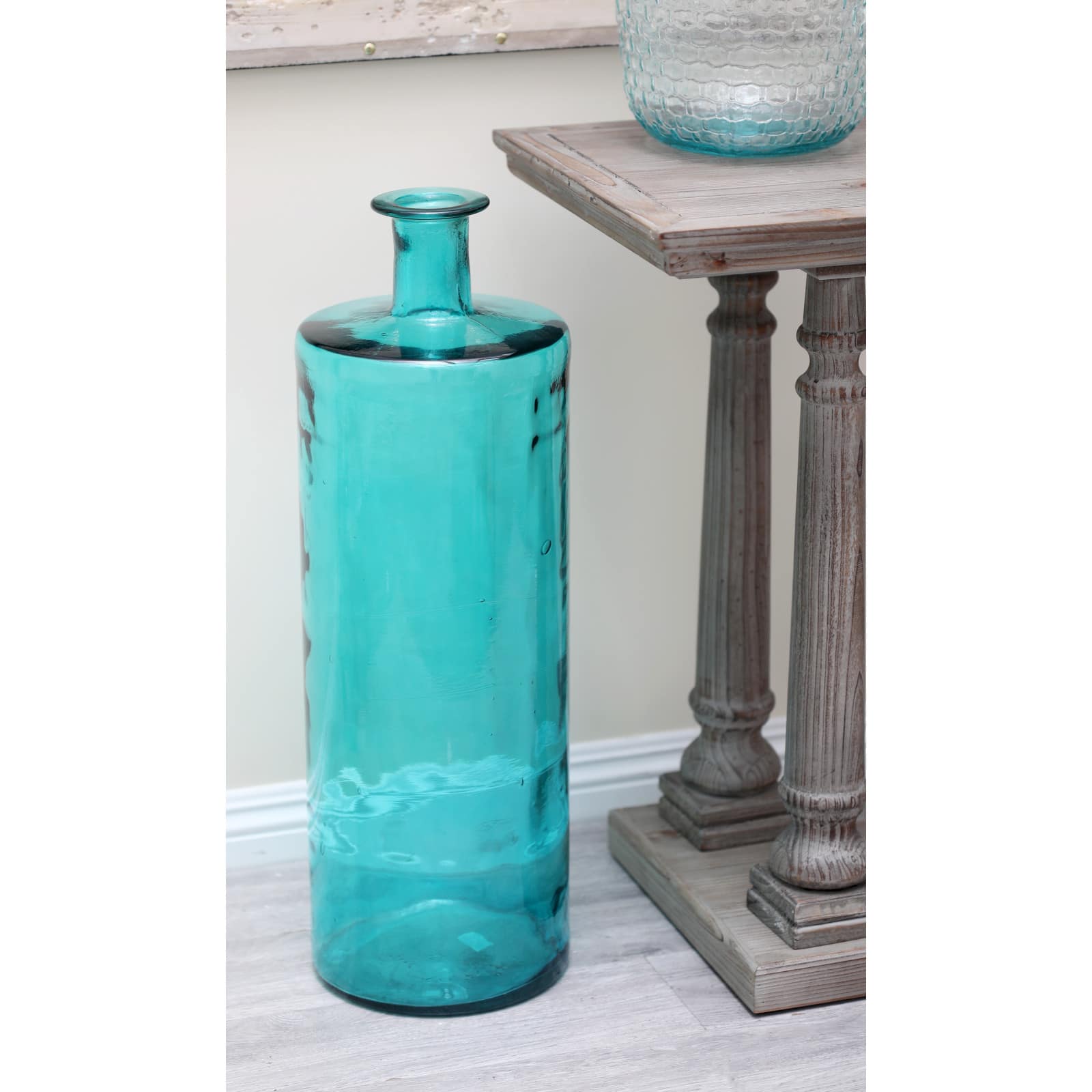 30&#x22; Blue Coastal Glass Vase