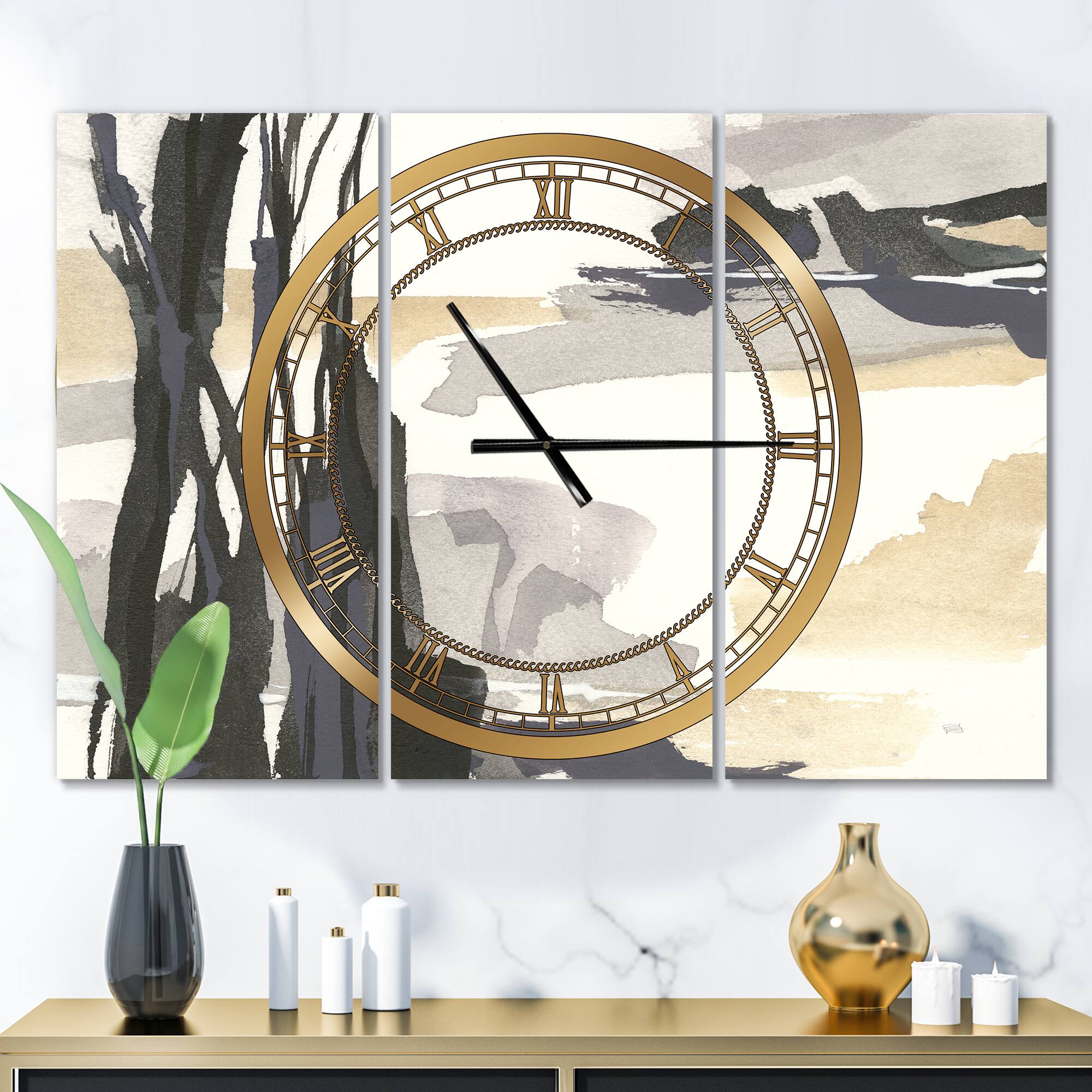 Designart 'Glam Dancing Shape Ii Modern Multipanel Wall Clock