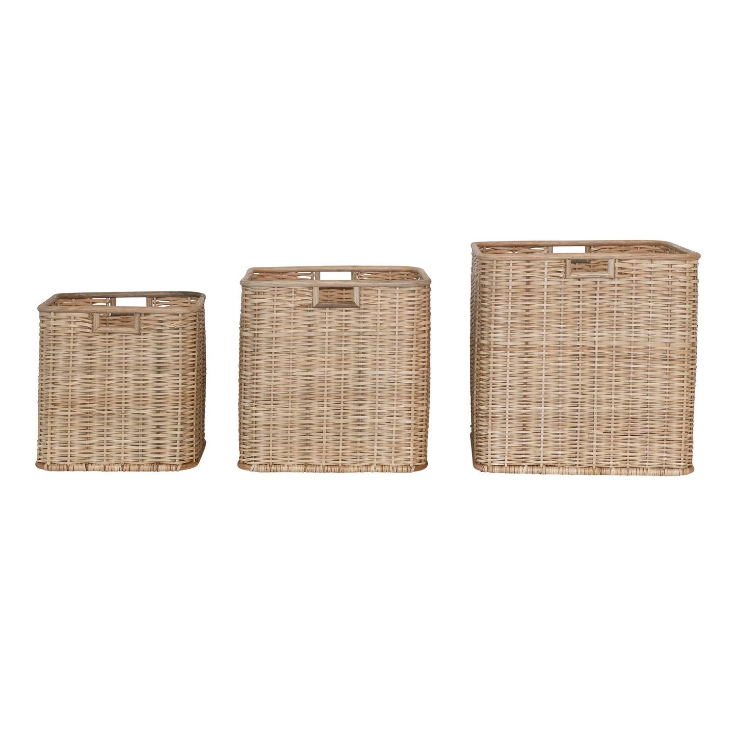 Hello Honey&#xAE; Natural Handmade Palm &#x26; Rattan Basket Storage Set with Handles