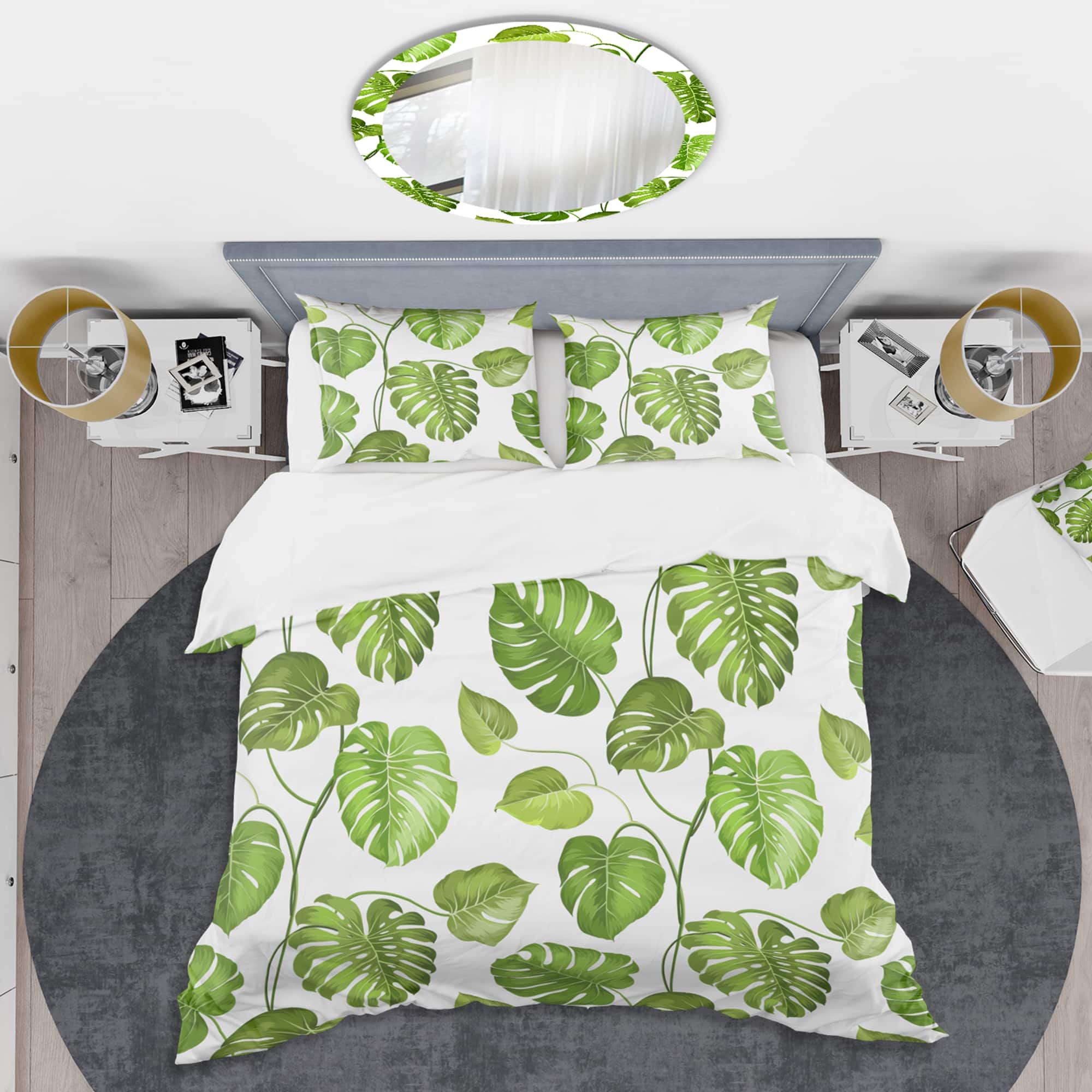 Designart 'Tropical Palm Leaves II' Mid-Century Duvet Cover Set