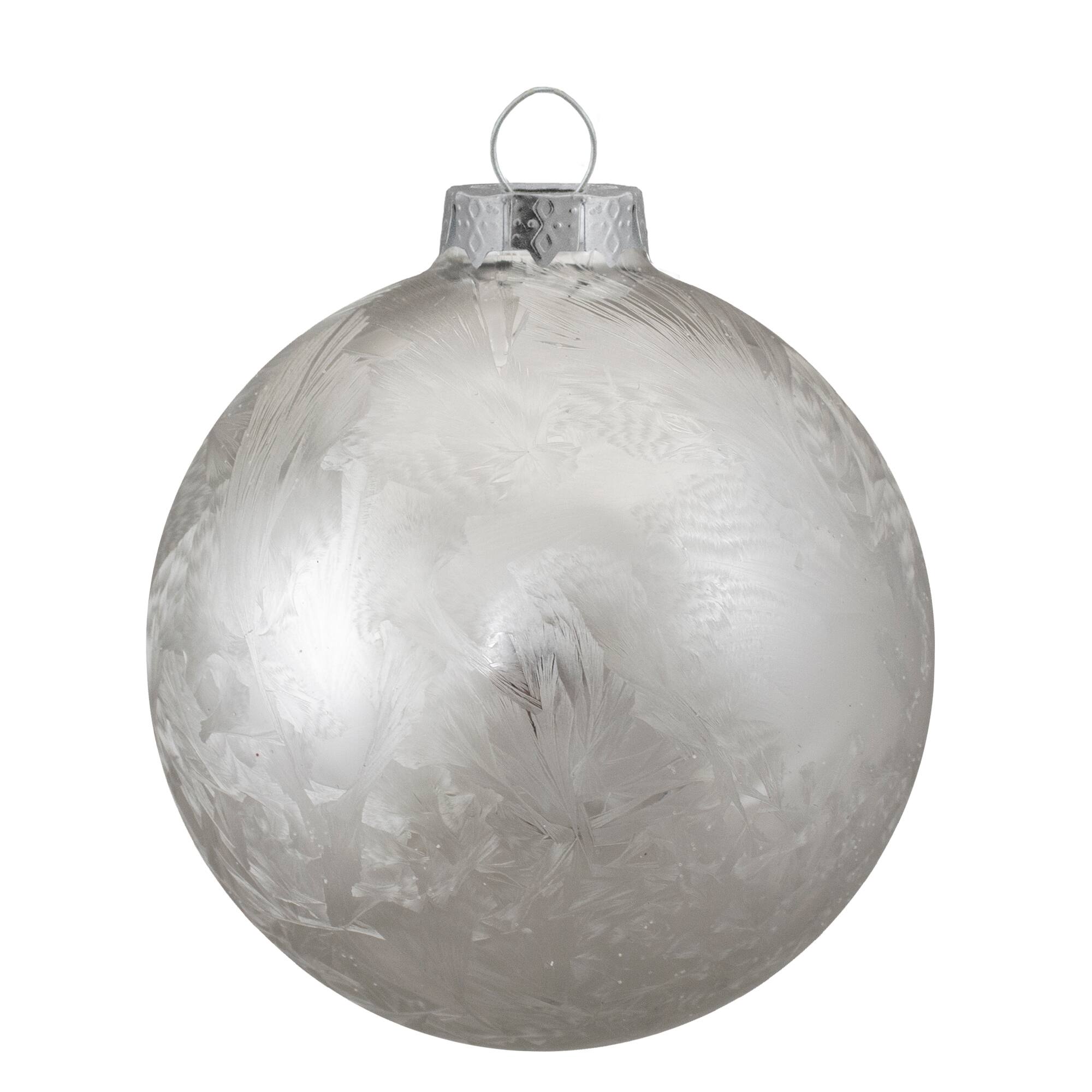 4ct. Silver &#x26; Clear 2-Finish Glass Ball Ornaments