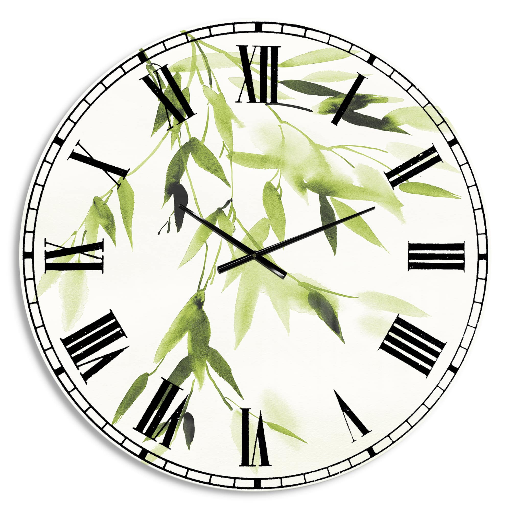 Designart 'Simplist Bamboo Leaves I Lake House Wall Clock
