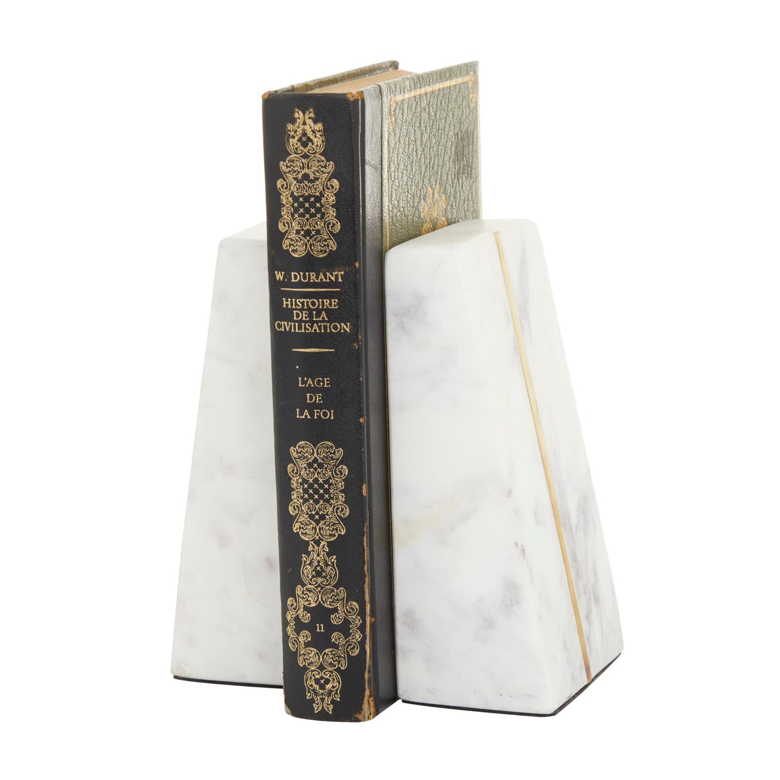 CosmoLiving by Cosmopolitan White Marble Glam Bookends, 6&#x22; x 3&#x22; x 2&#x22;