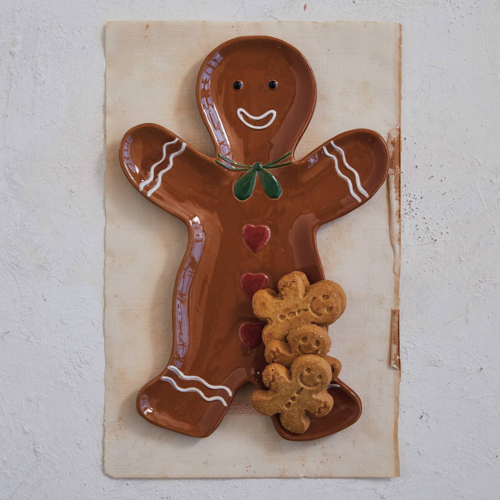 Hello Honey® 12" Brown Gingerbread Man Stoneware Platter