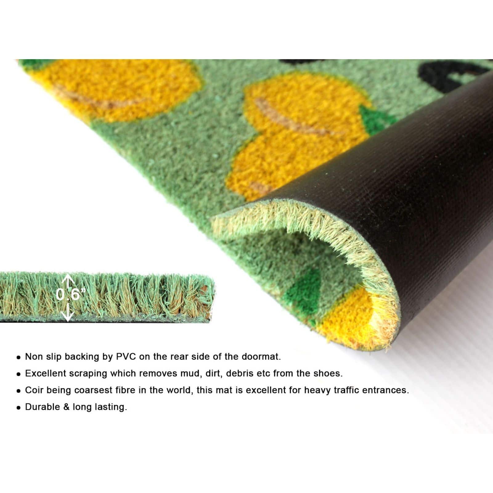 RugSmith Multicolor Hello Mangoes Machine Tufted Doormat