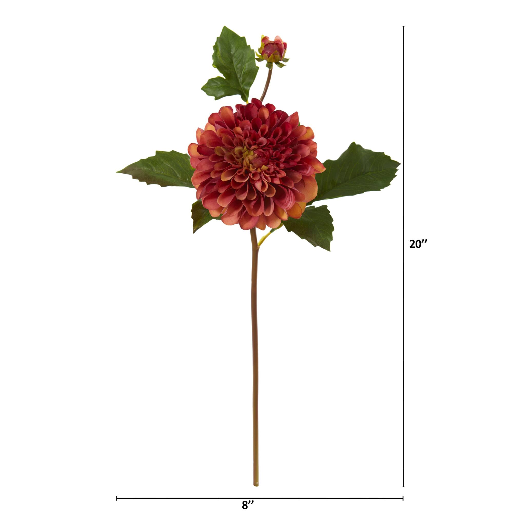 Orange & Red Dahlia Artificial Flower Stem, 6ct.