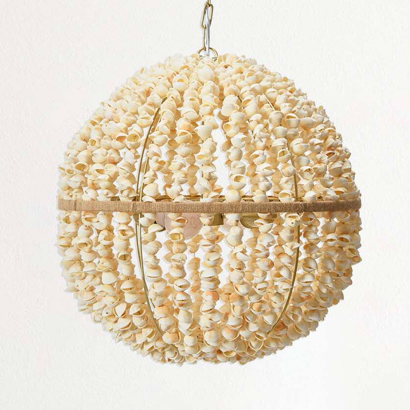 19&#x22; Round Ball Metal and Shell Ceiling Light