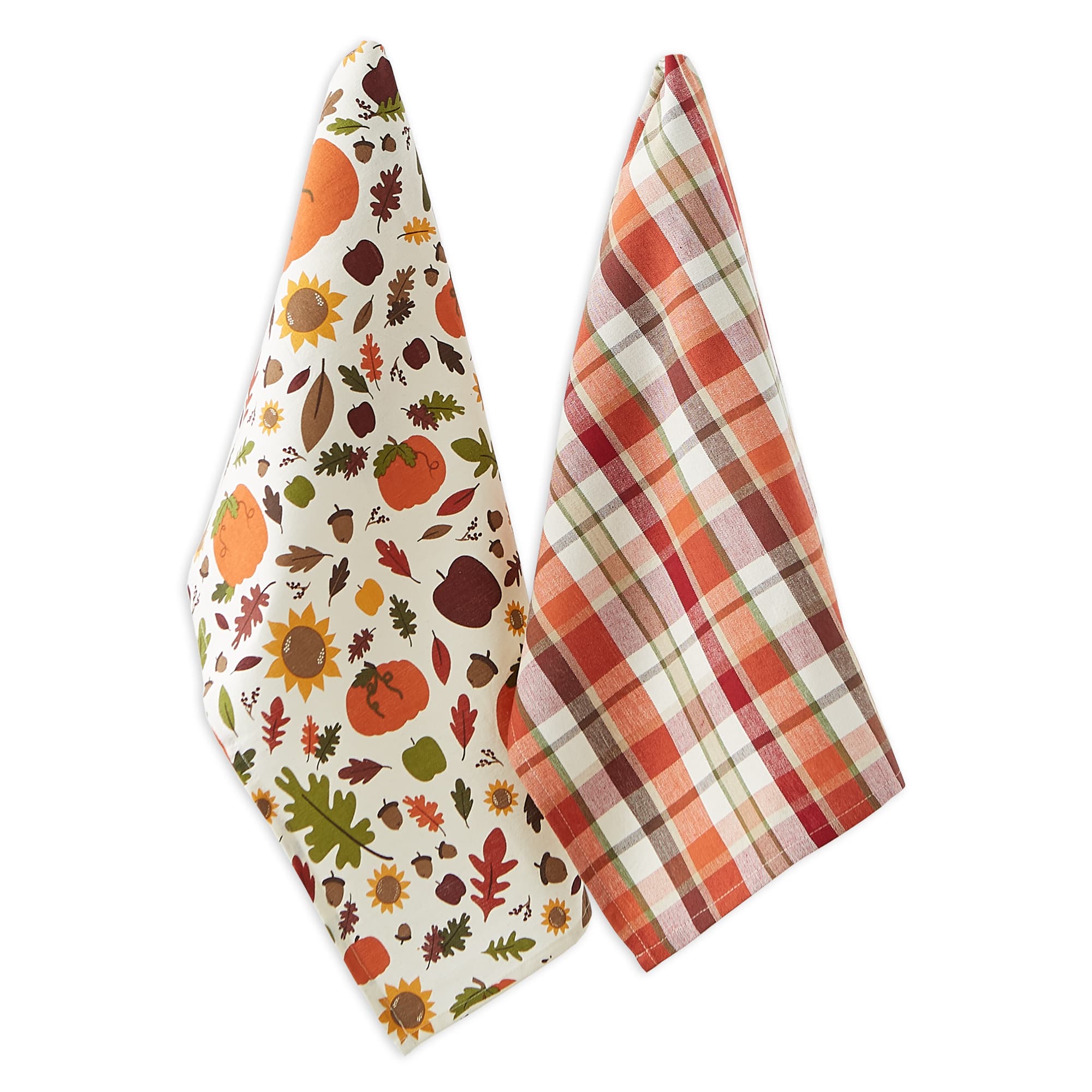 DII® Pumpkin Spice Plaid Dishtowel Set