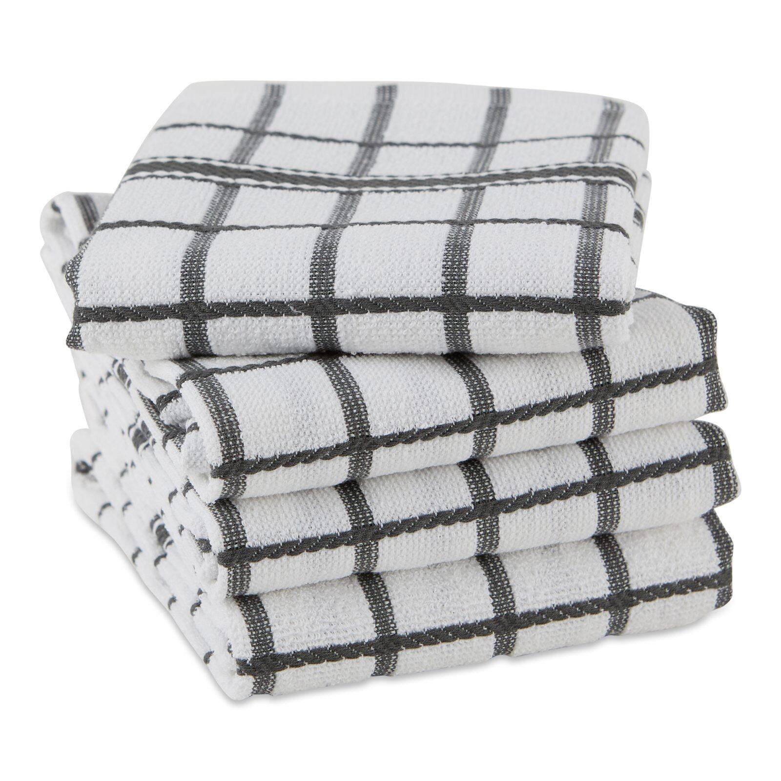 DII® Mineral Gray Windowpane Terry Dishtowels, 4ct.
