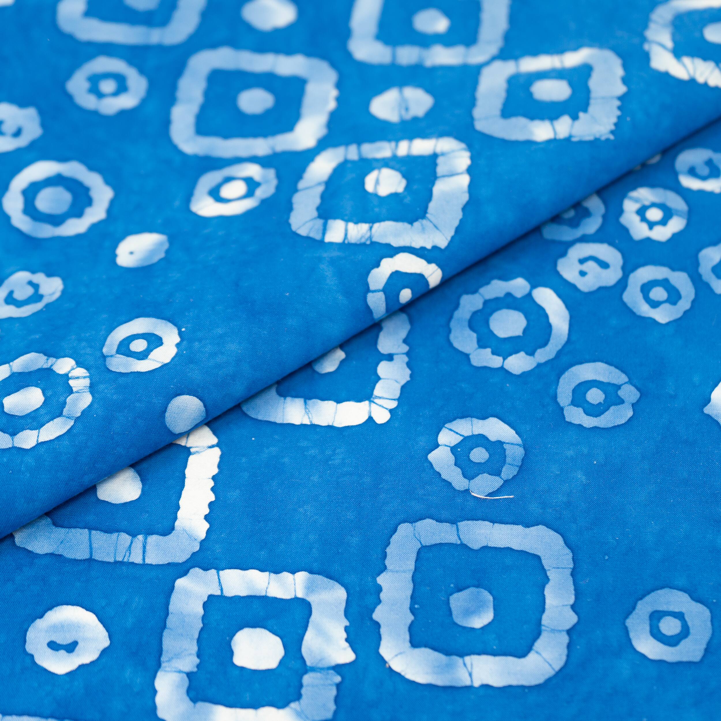 SINGER Batik Blue Square Cotton Fabric