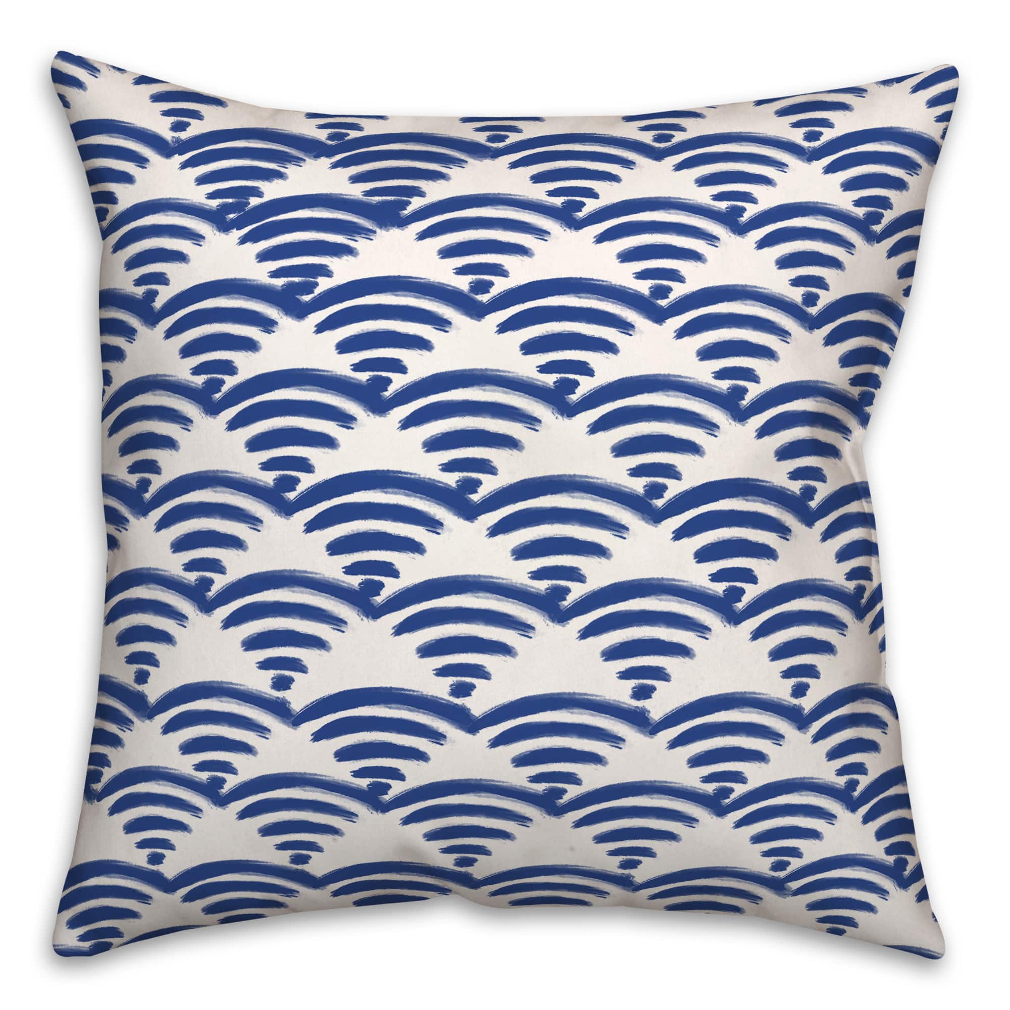 Blue Scallop Pattern 18" x 18" Indoor / Outdoor Pillow