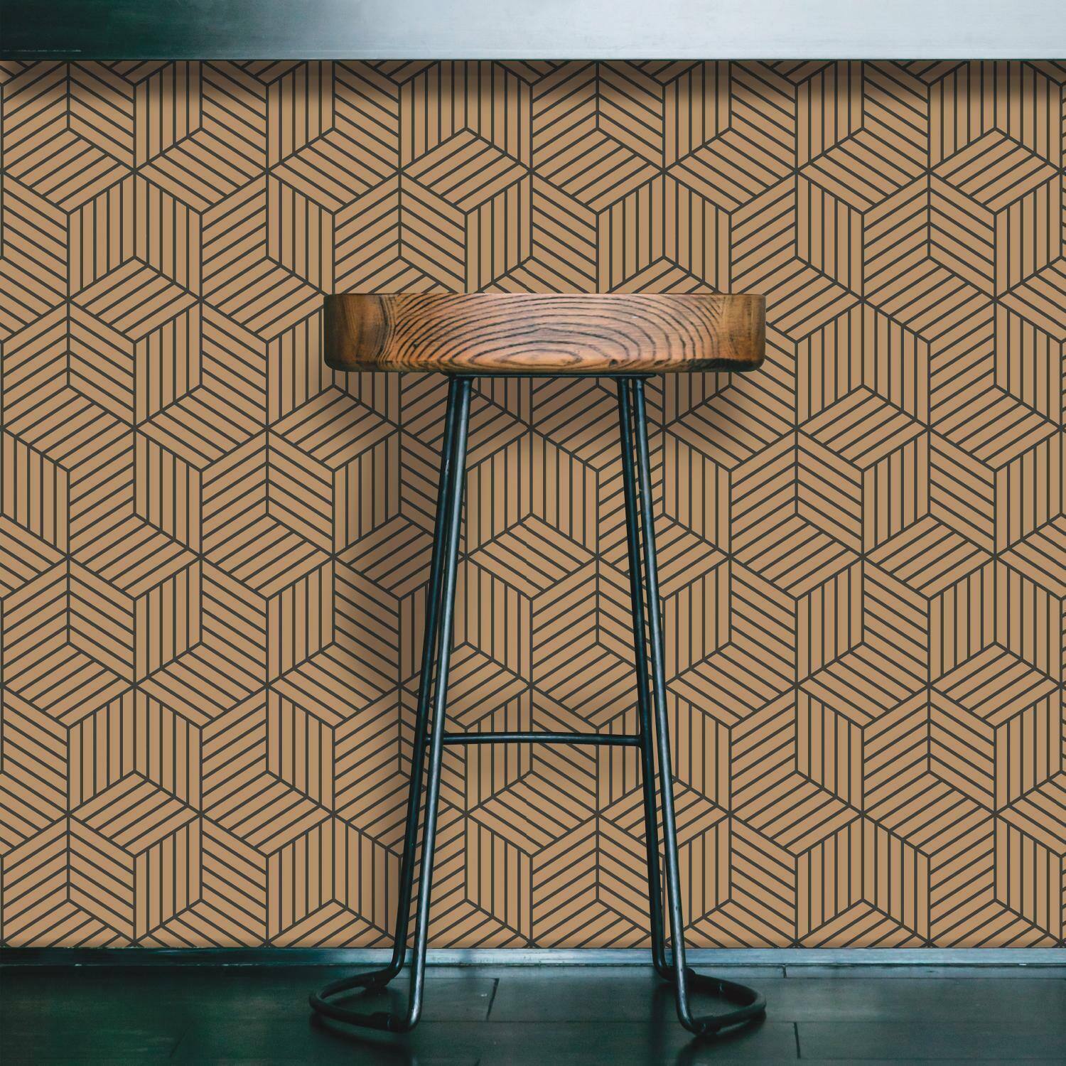 RoomMates Stripped Hexagon Peel & Stick Wallpaper