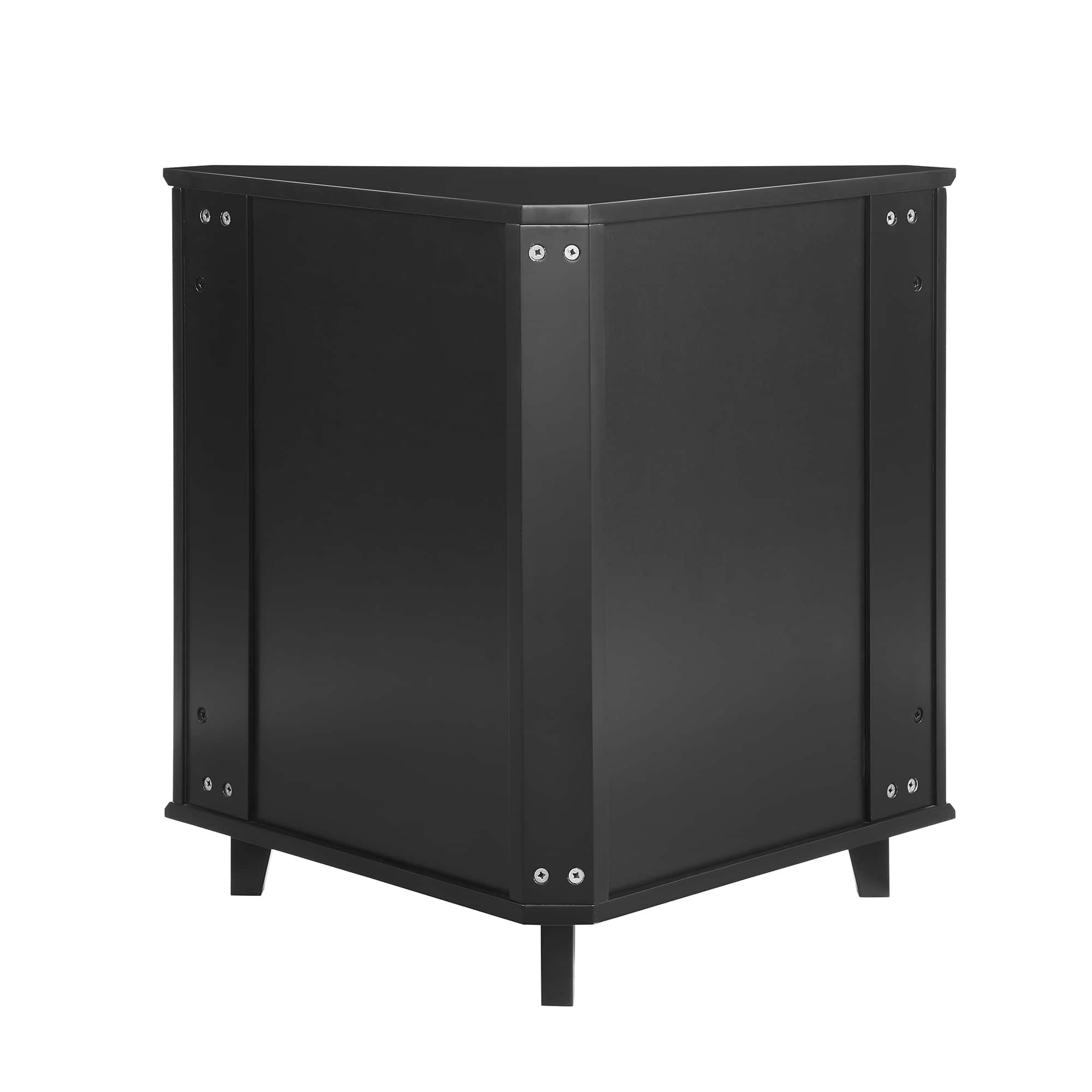 Walker Edison 30&#x22; Black Fretwork Corner Accent Cabinet