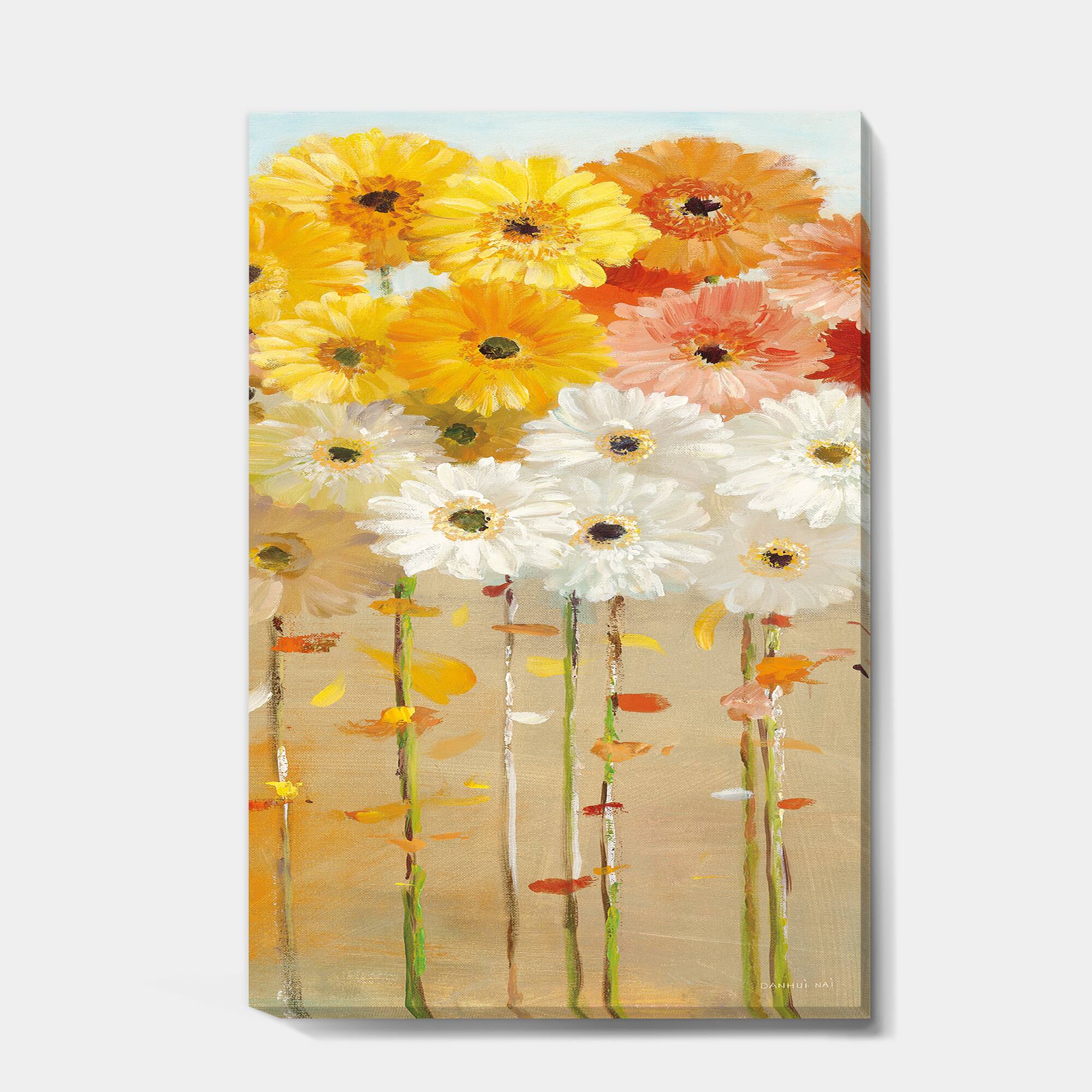 Designart - Daisies Fall I - Floral & Botanical Canvas Art