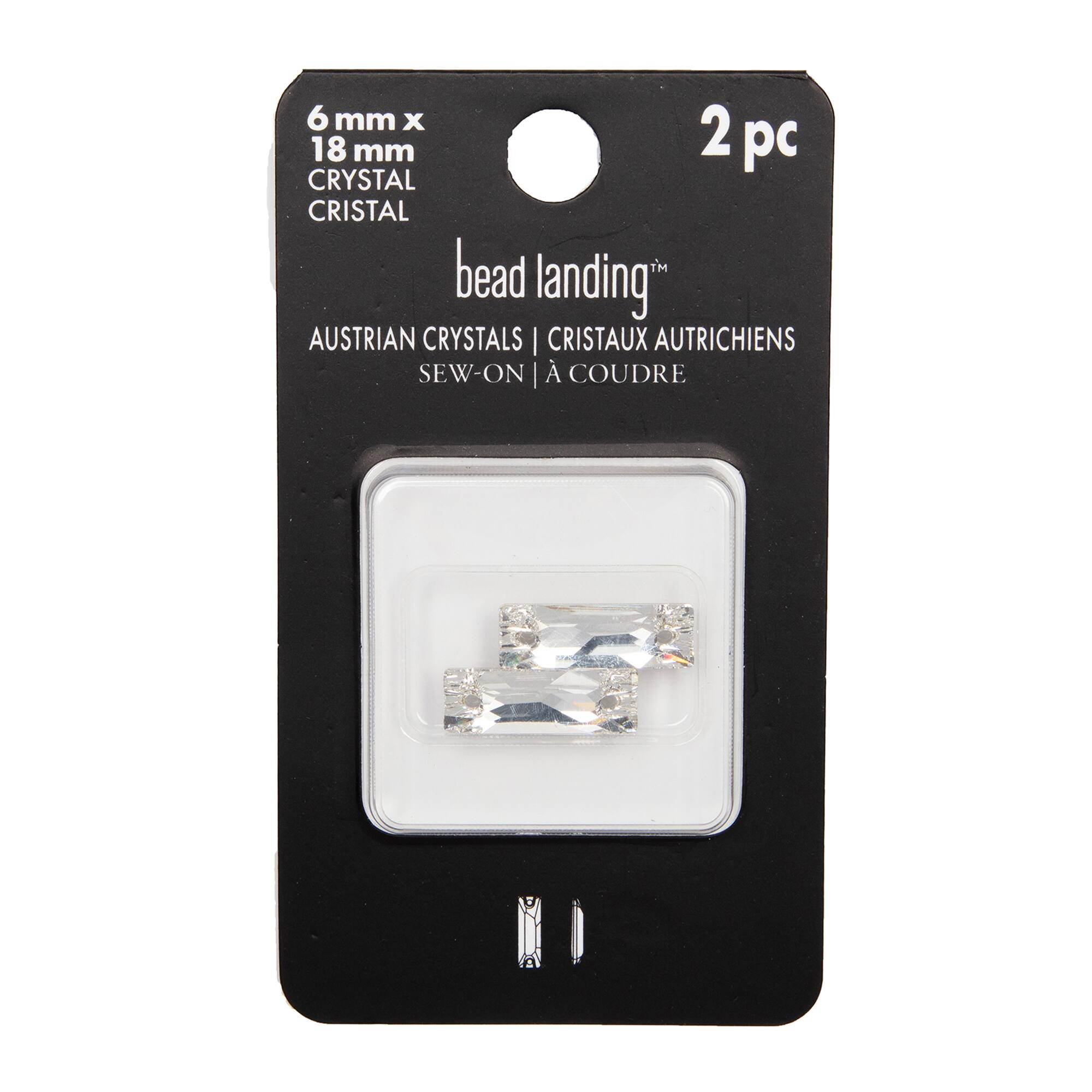 6 Packs: 2 ct. (12 total) 18mm Baguette Sew-On Austrian Crystals by Bead Landing™