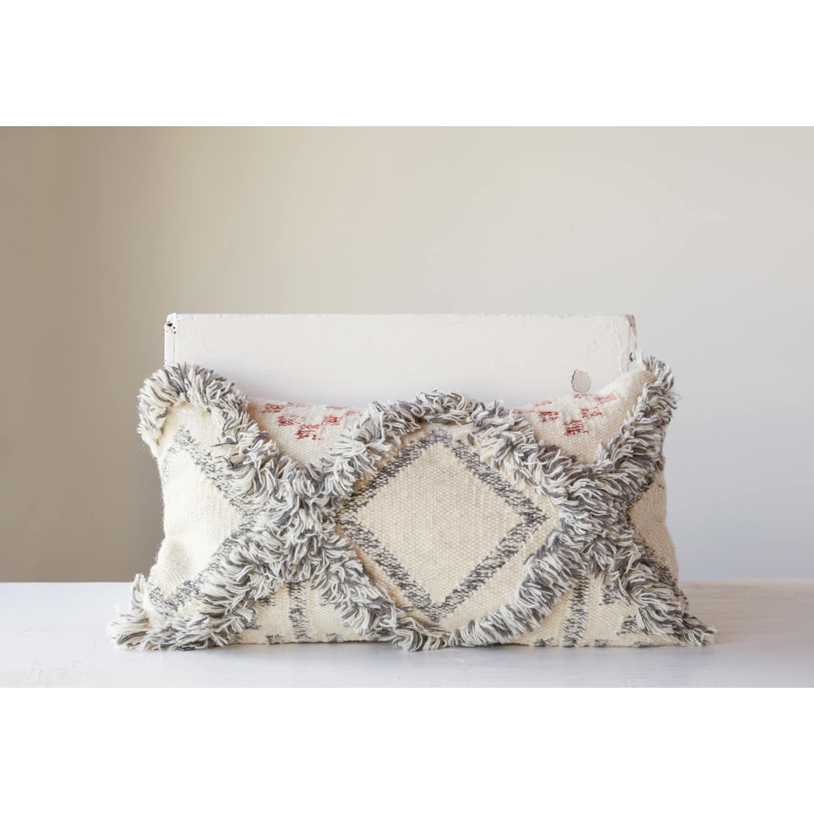 Hello Honey® Cream & Gray Fringe Kilim Pillow