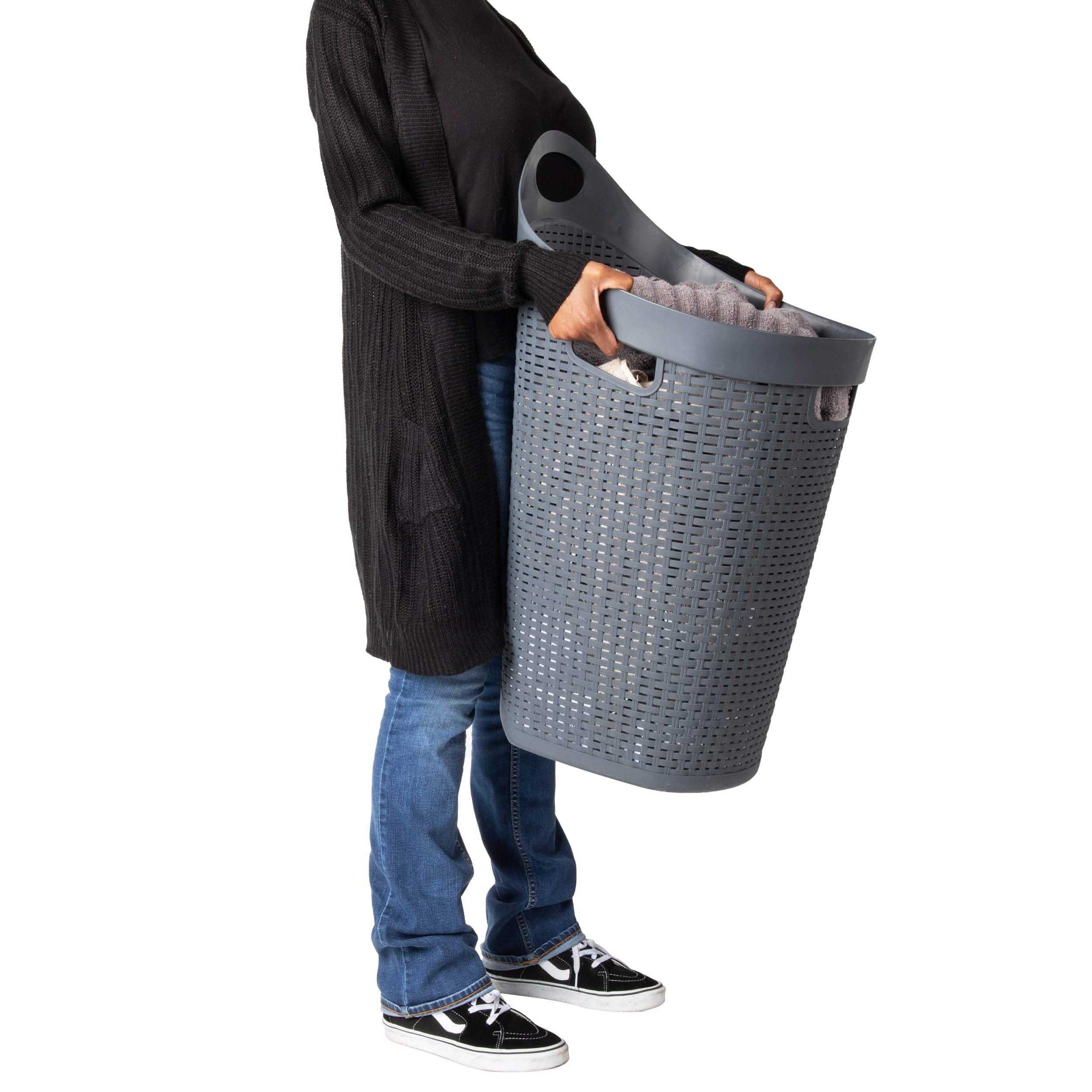 Mind Reader 60L Wheeled Hamper with Cutout Handle