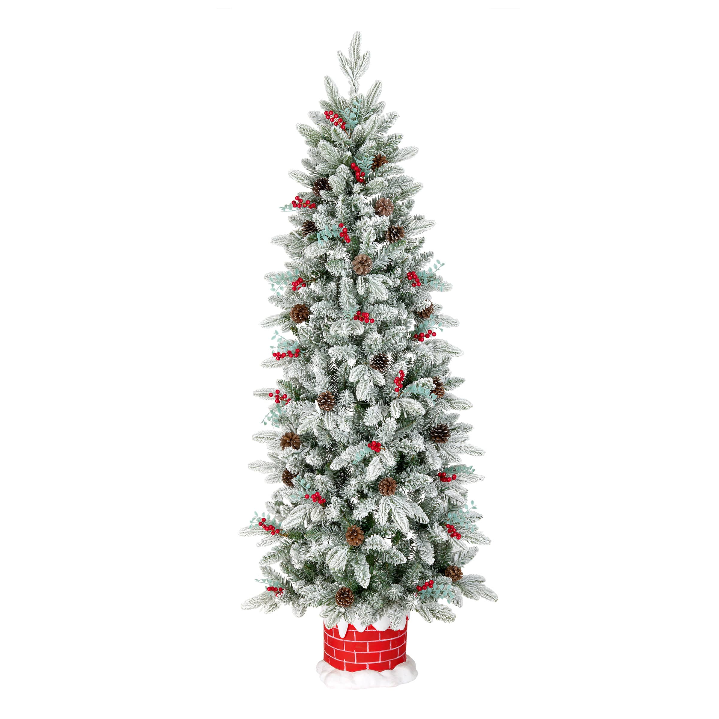 5ft. Pre-Lit Snowberry Pine Artificial Christmas Half Tree, Clear Lights