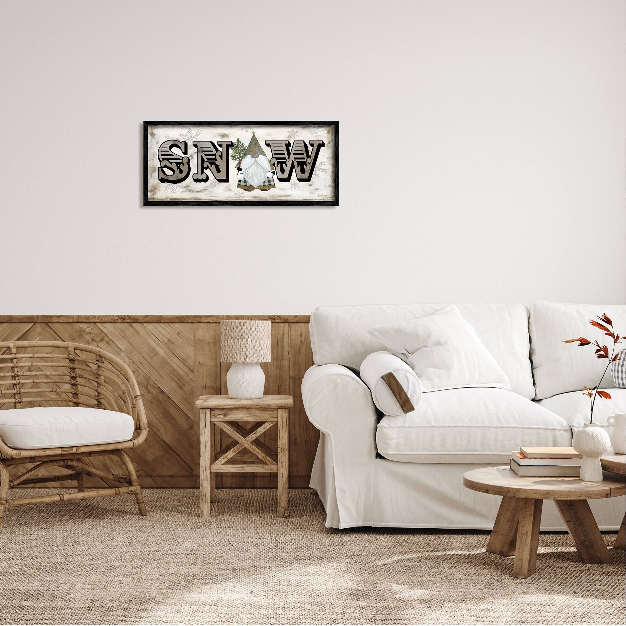 Stupell Industries Winter Snow Holiday Gnome Framed Giclee Art