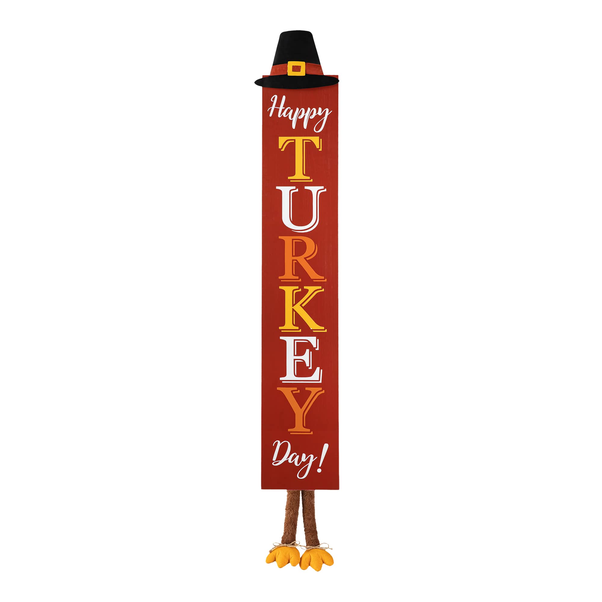 Glitzhome&#xAE; 58.5&#x22; Thanksgiving Wood &#x22;HAPPY TURKEY DAY&#x22; Porch Sign