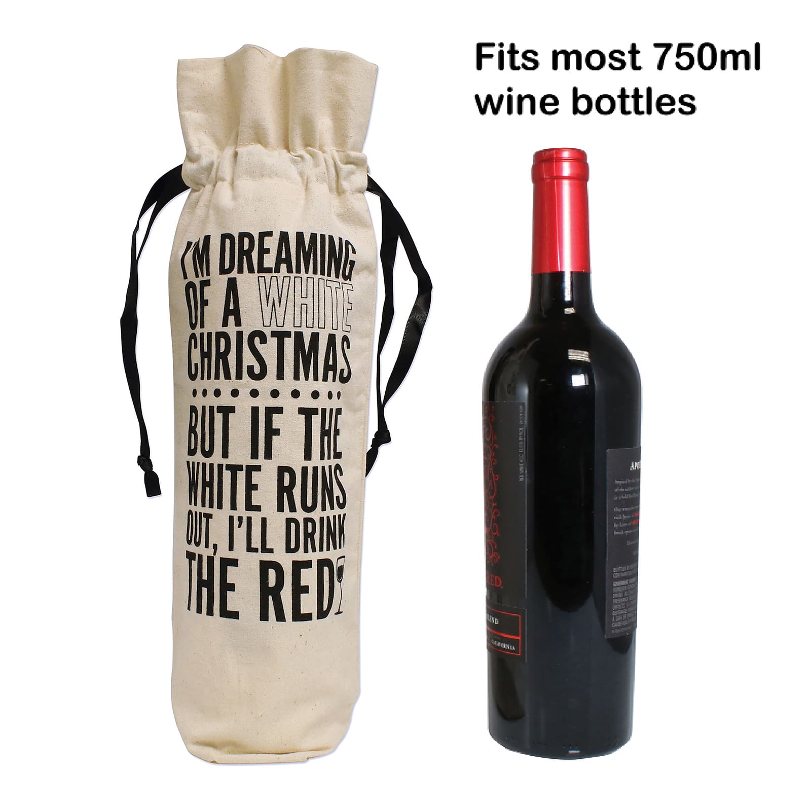 Personality Case&#x2122; White Christmas Canvas Wine Bag