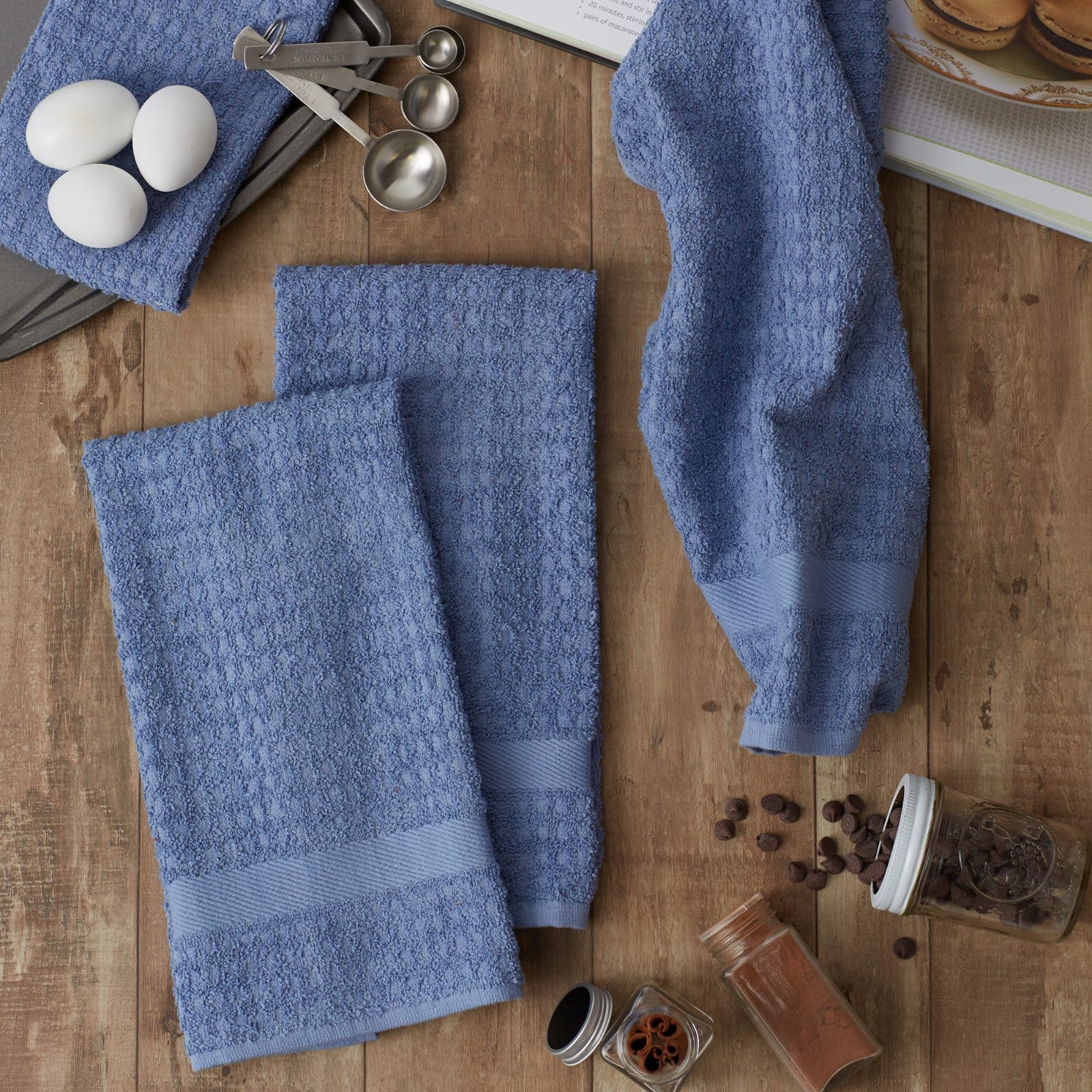 DII® Solid Vintage Stonewash Blue Waffle Terry Dish Towels, 4ct.