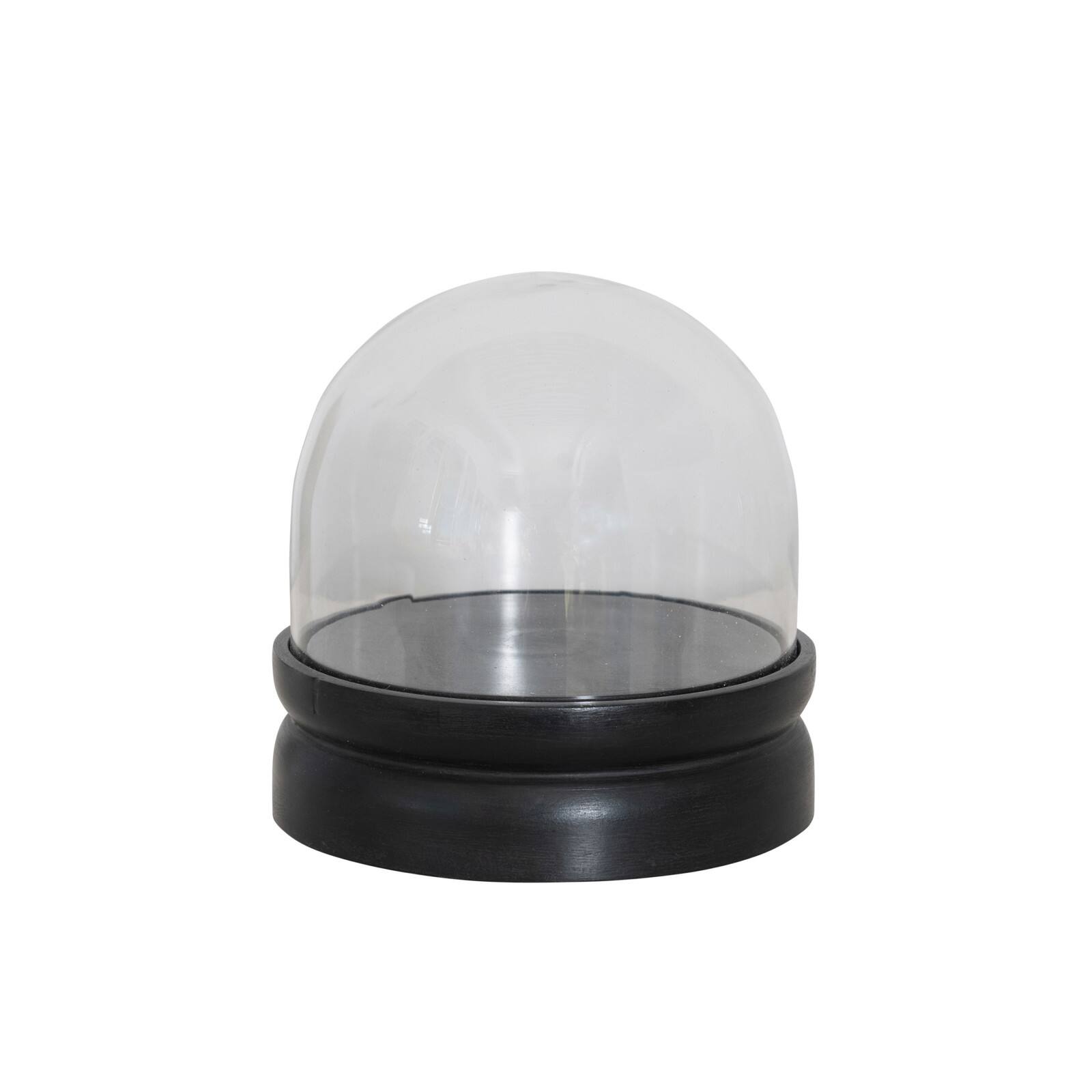 Hello Honey&#xAE; 8.5&#x22; Glass Cloche with Black Mango Wood Base Set