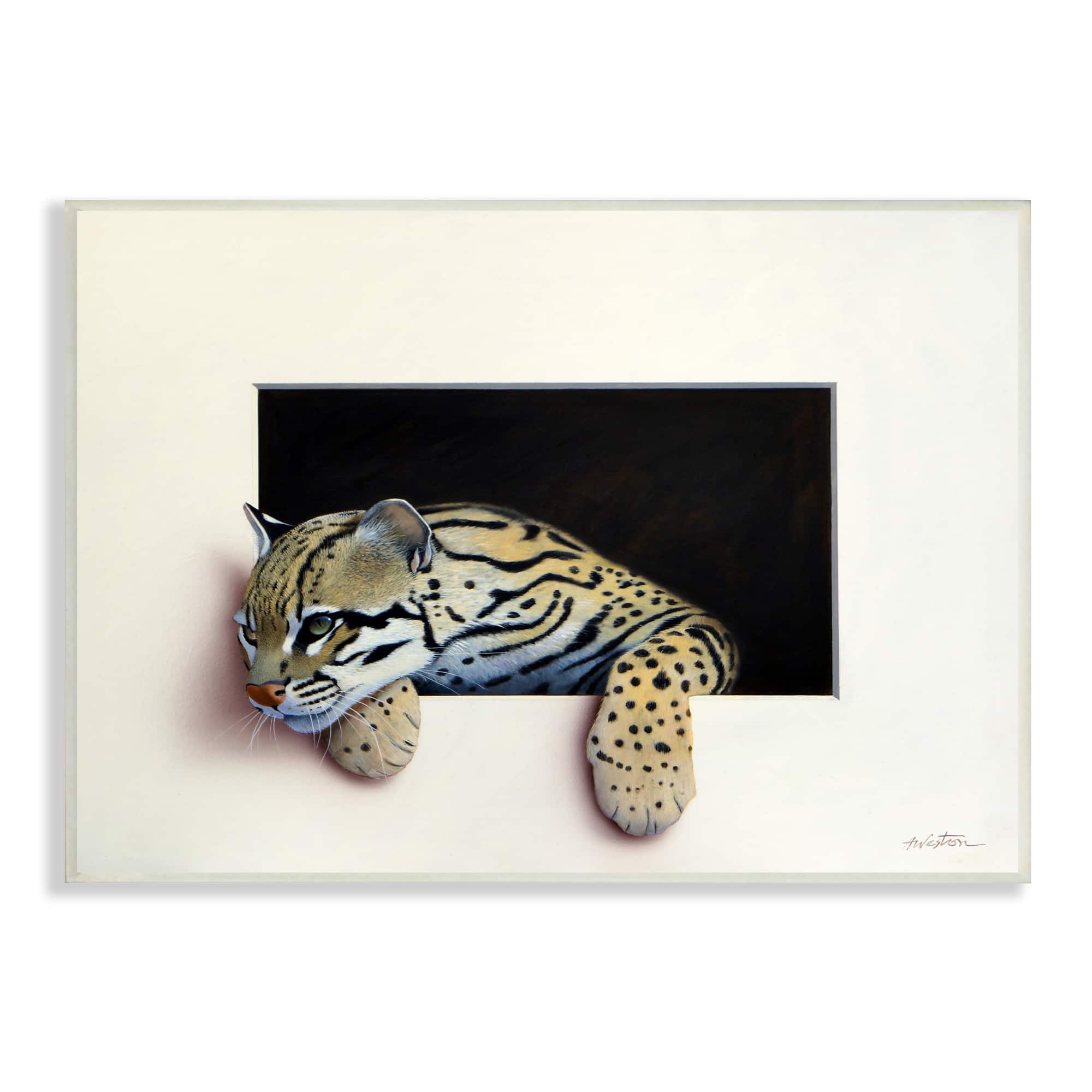 Stupell Industries Wildlife Ocelot Resting Paws Cutout Illusion Wall Plaque Art