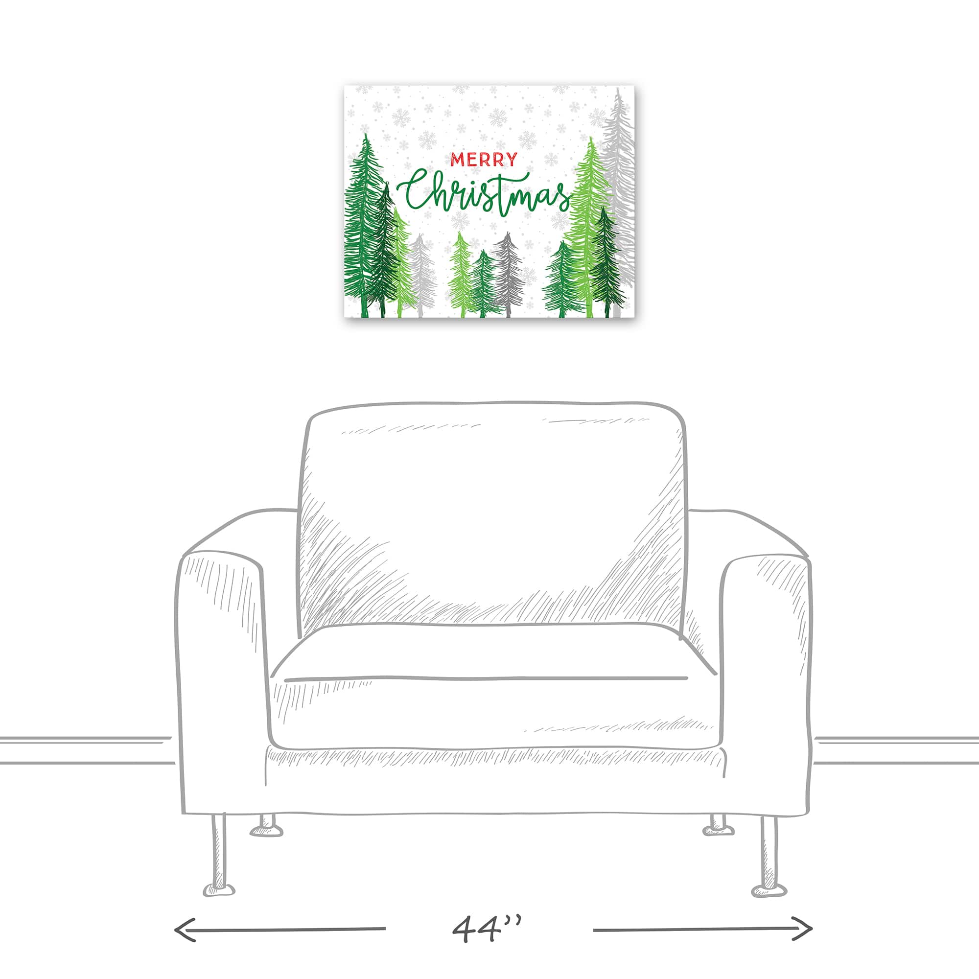Merry Christmas Forest Canvas Wall Art