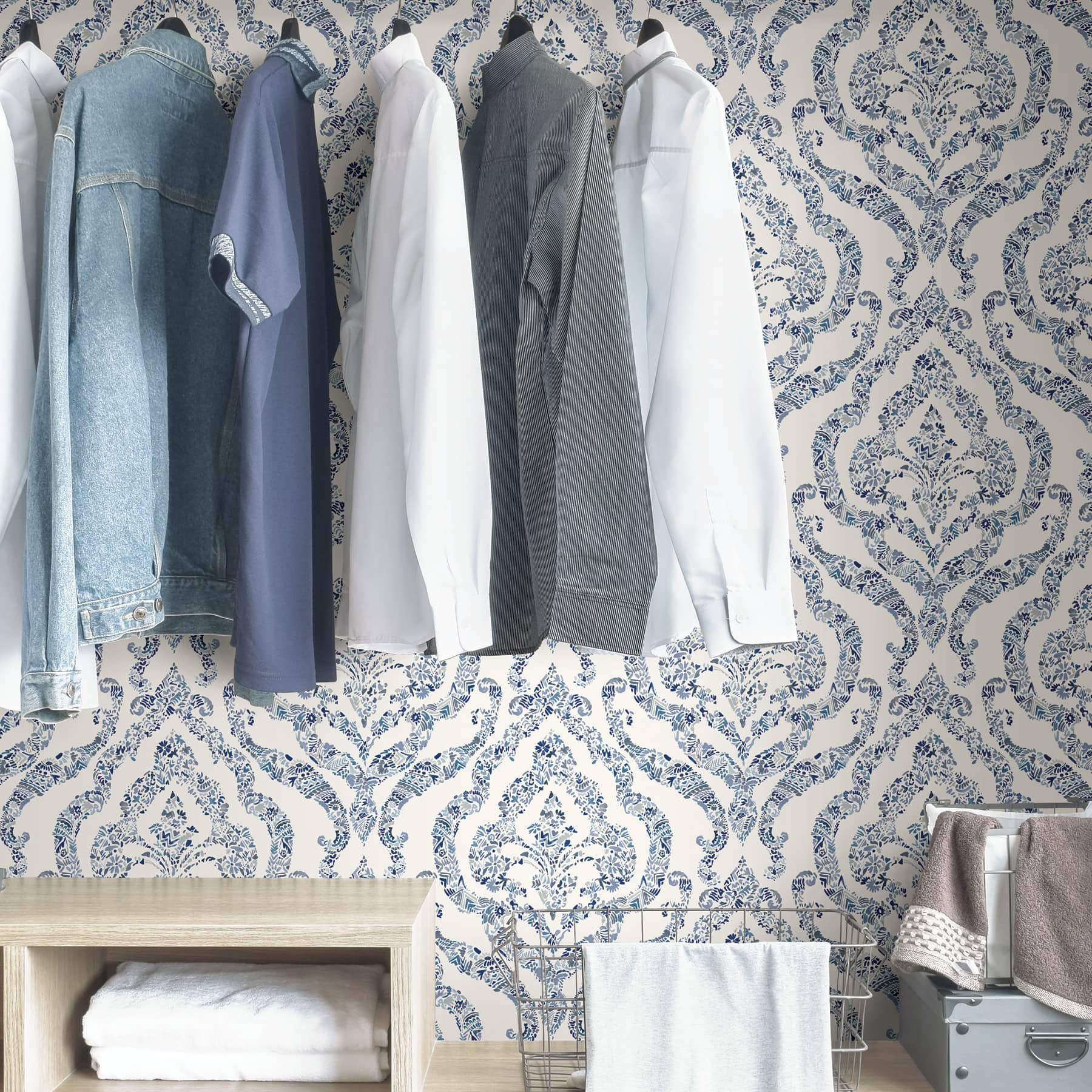 NuWallpaper Blue Guildford Peel & Stick Wallpaper