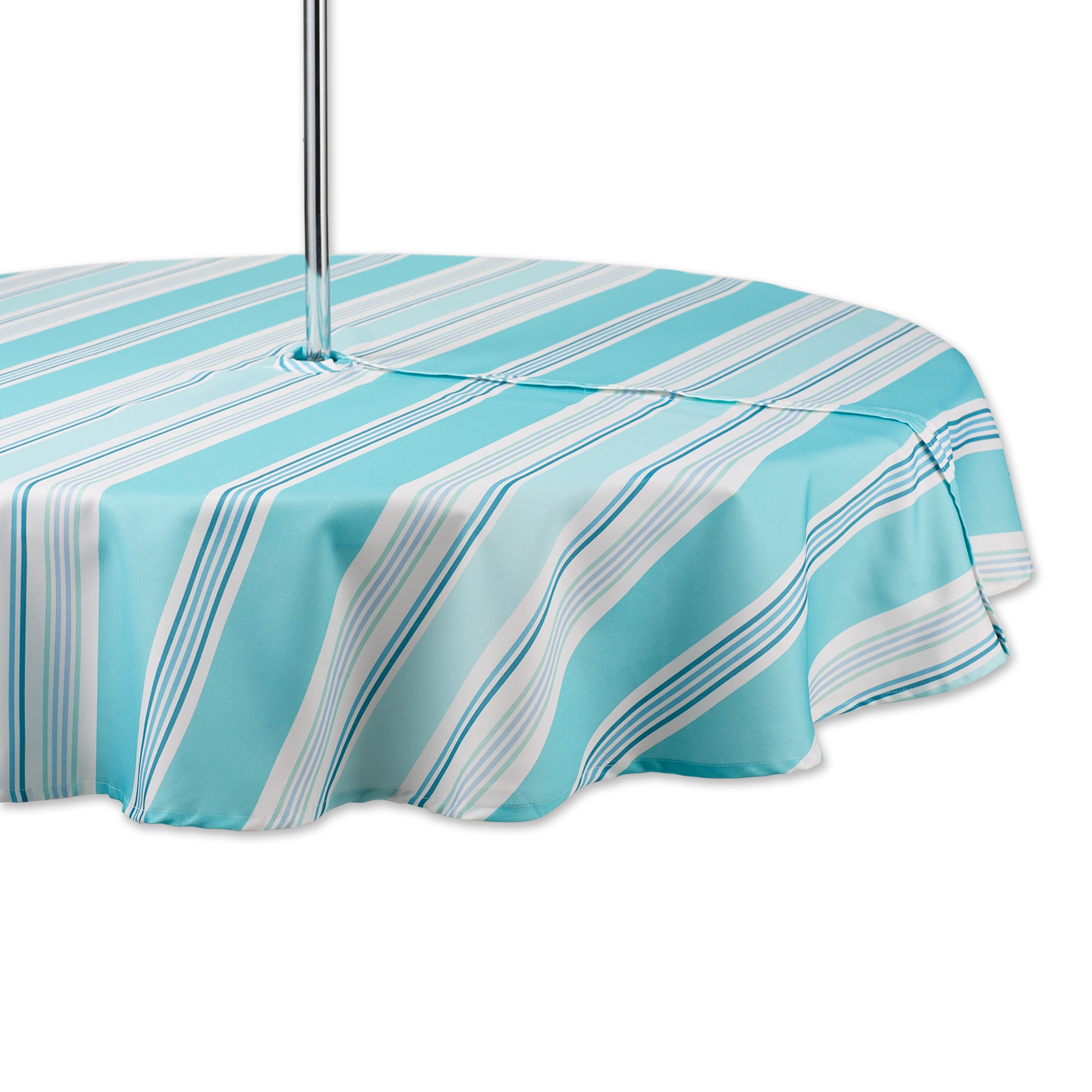 DII® Beach House Stripe Print Outdoor Tablecloth With Zipper 60 Round