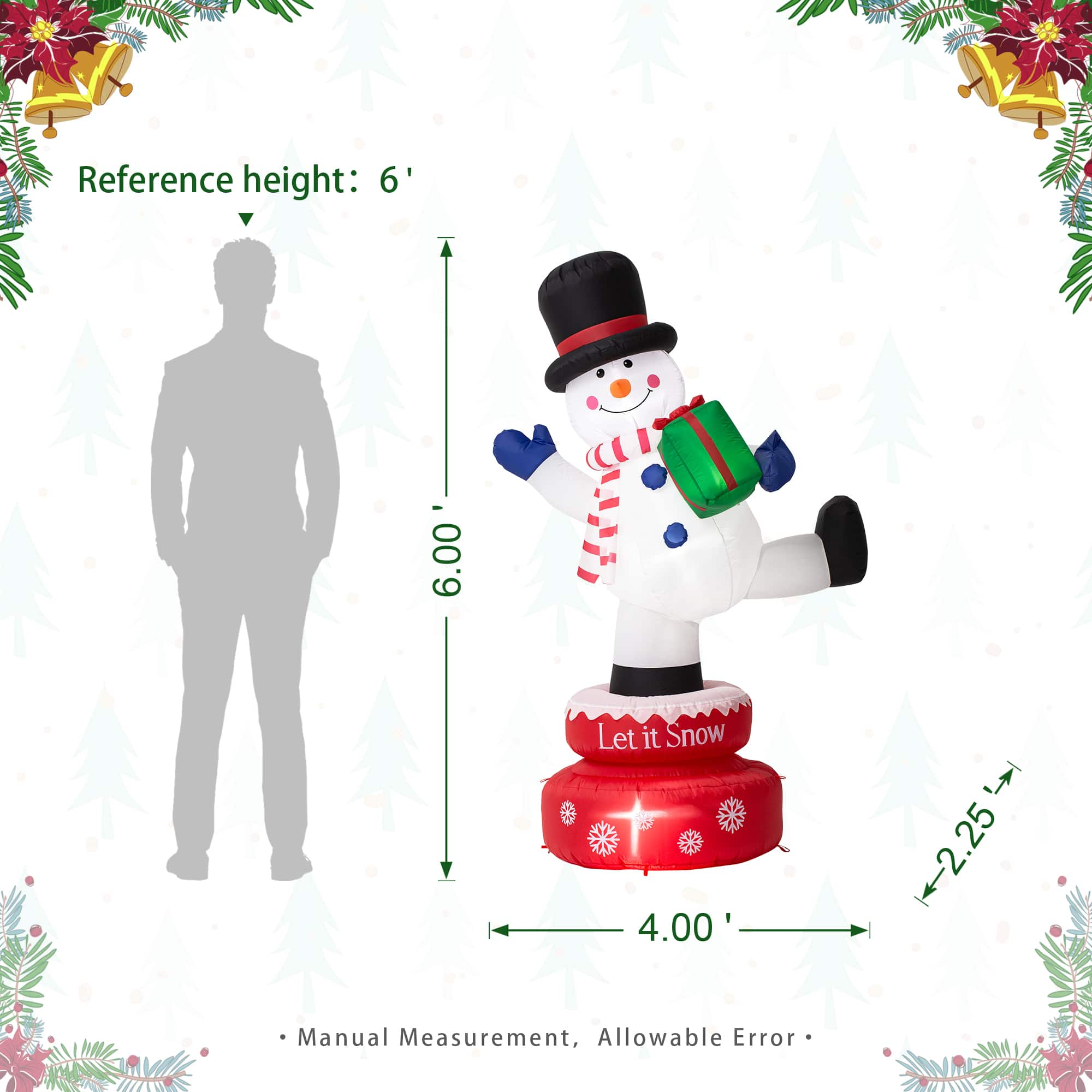 Glitzhome&#xAE; 6ft. Lighted Inflatable Rotating Snowman D&#xE9;cor