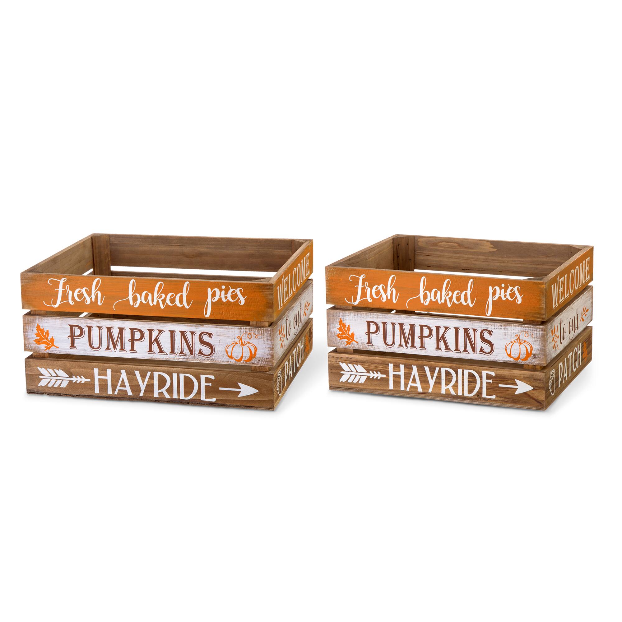 Glitzhome&#xAE; Wooden Pumpkin Crate Set