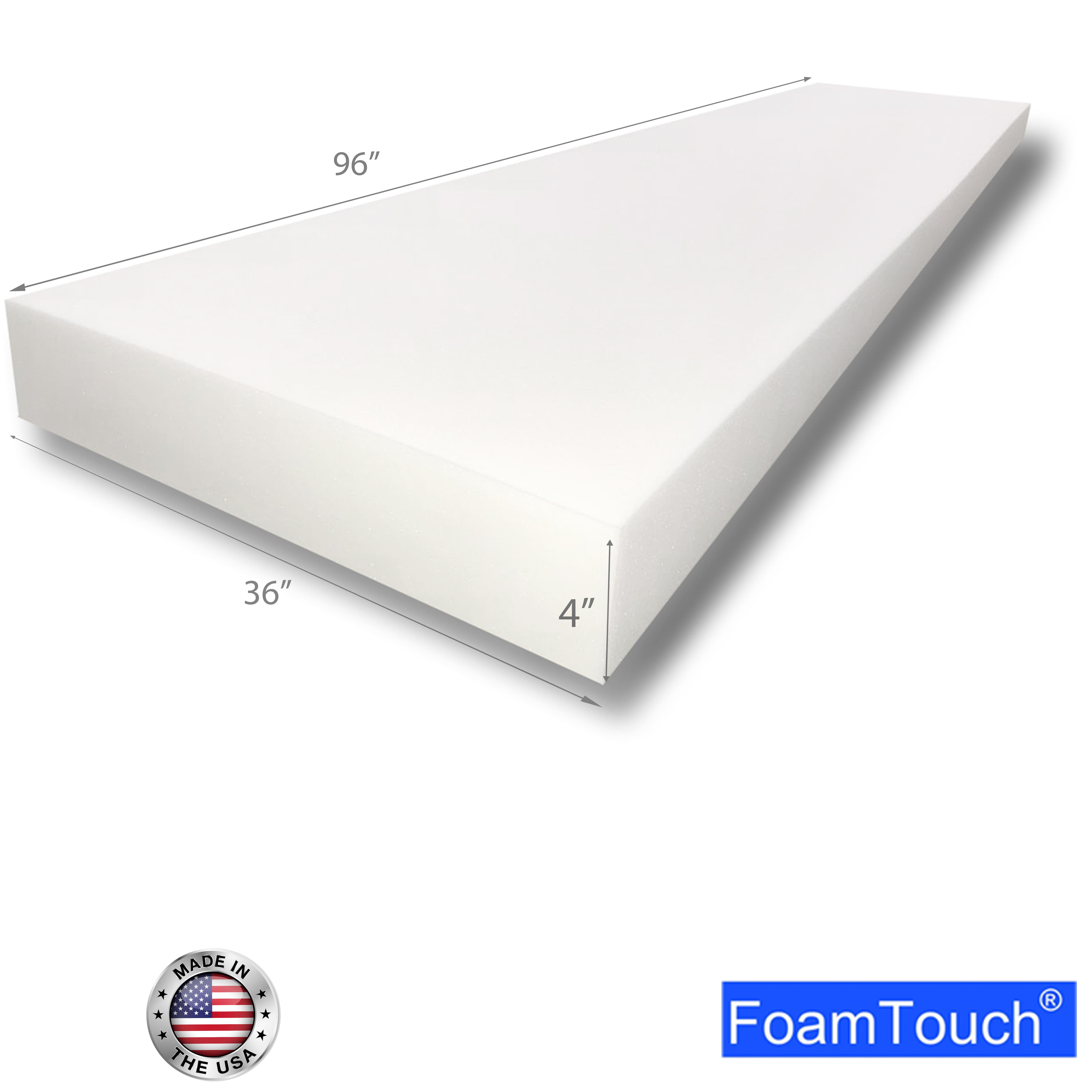 FoamTouch® 4" x 36" x 96" High Density Upholstery Foam