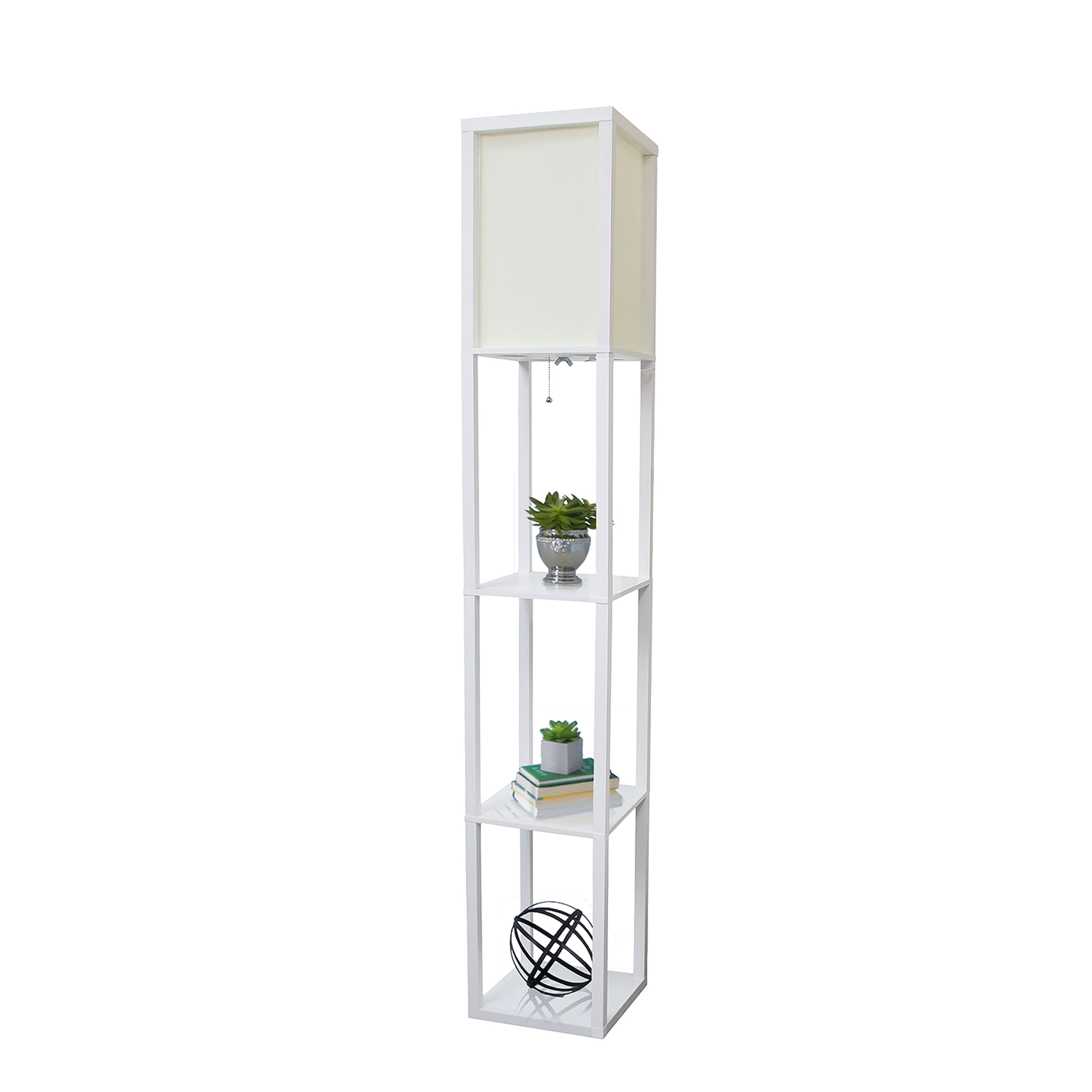 Lalia Home 5ft. Column Shelf Floor Lamp with Linen Shade